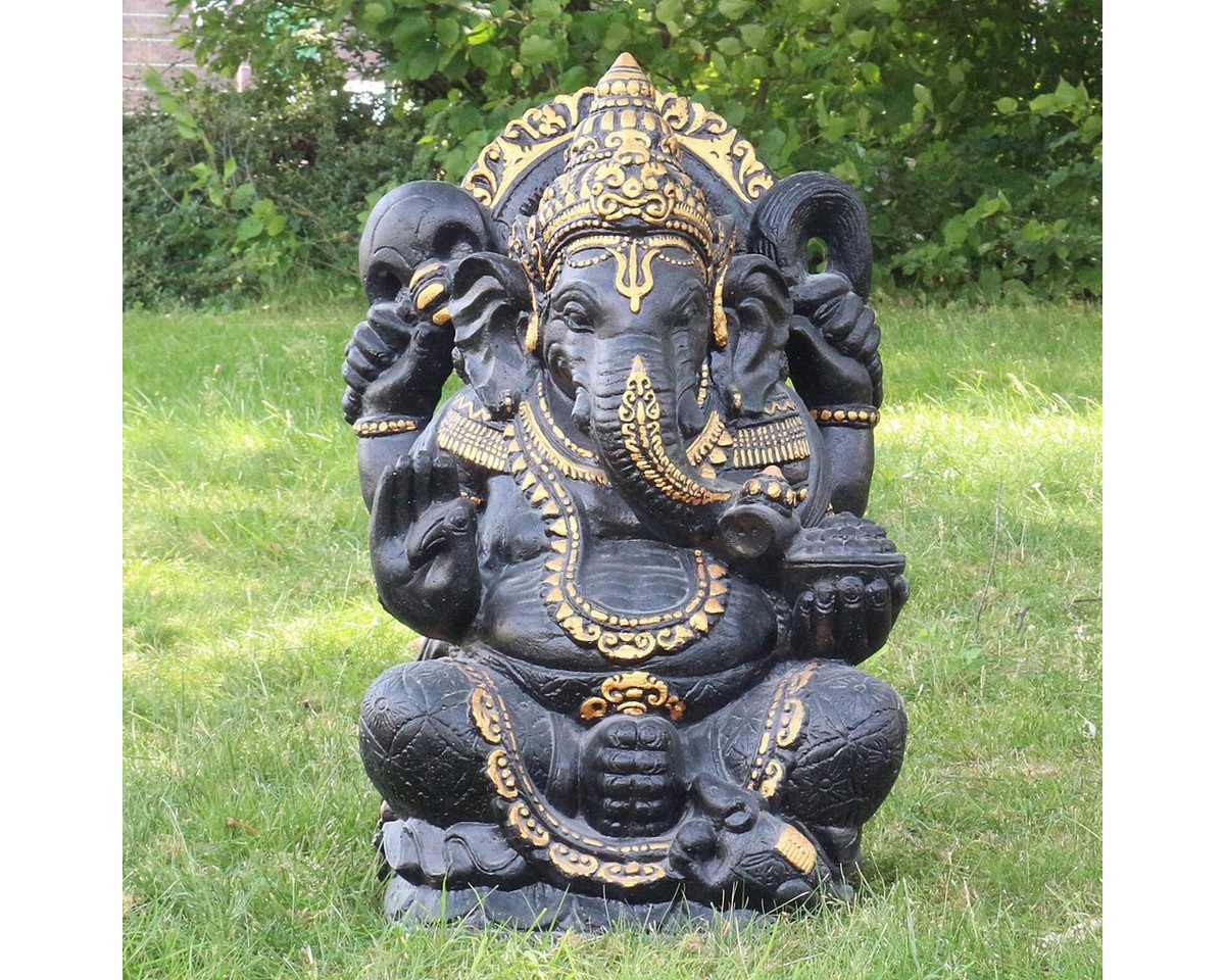 Oriental Galerie Dekofigur Ganesha Figur Beton Antik Finish mit Gold 80 cm (1 St)