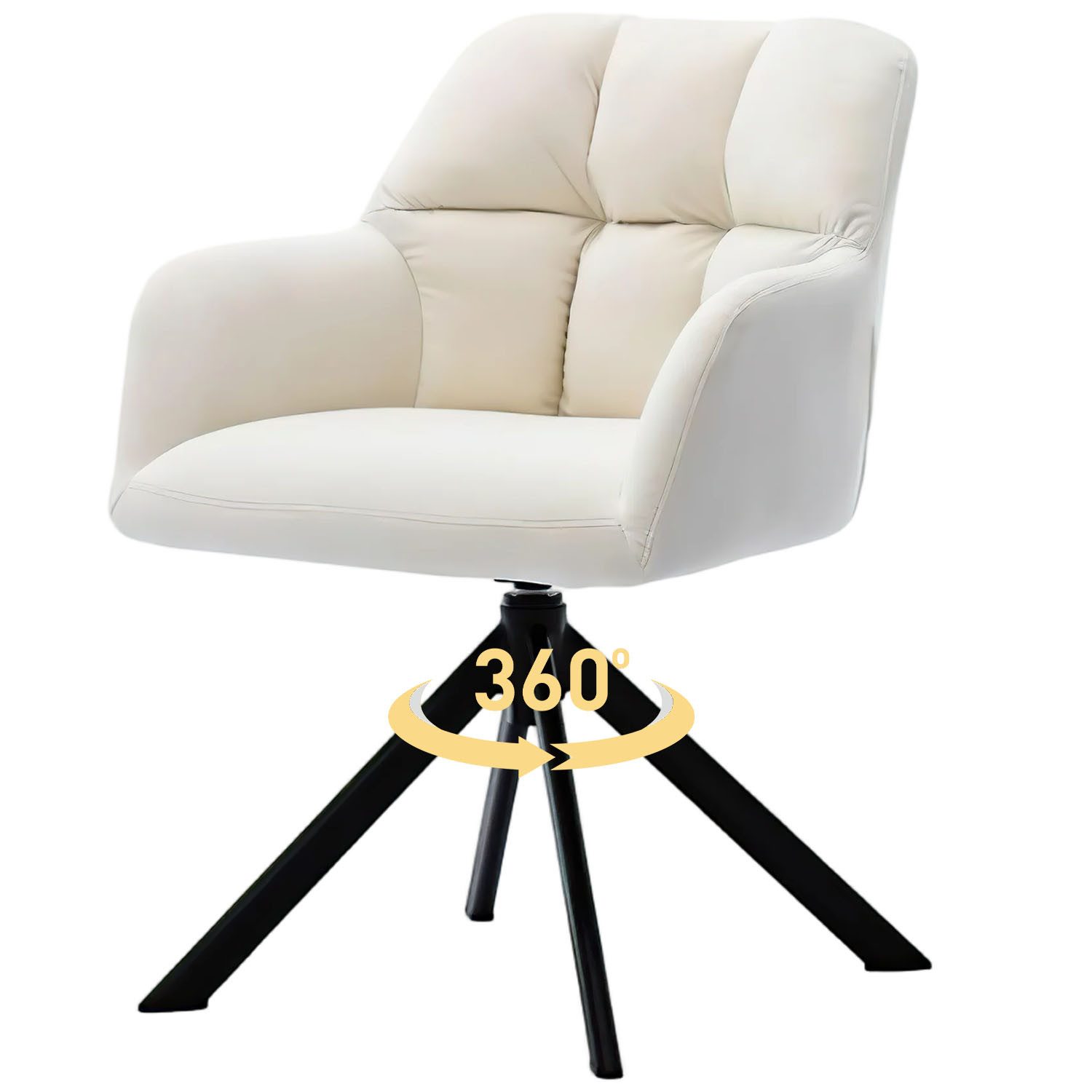 Refined Living Esszimmerstuhl 360° Drehstuhl Esszimmer mit Armlehnen Samt Polsterstuhl Küchenstuhl (Schminktisch Stuhl, bis 120 kg belastbar Stahlbeine Schreibtischstuhl, 1 St), Bürostuhl Besucherstuhl für Esszimmer Küche Wohnzimmer Büro, (Beige)