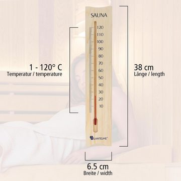 Lantelme Sauna-Sanduhr Set Sauna Sanduhr 5 Min und Thermometer Holz 38cm Zubehör