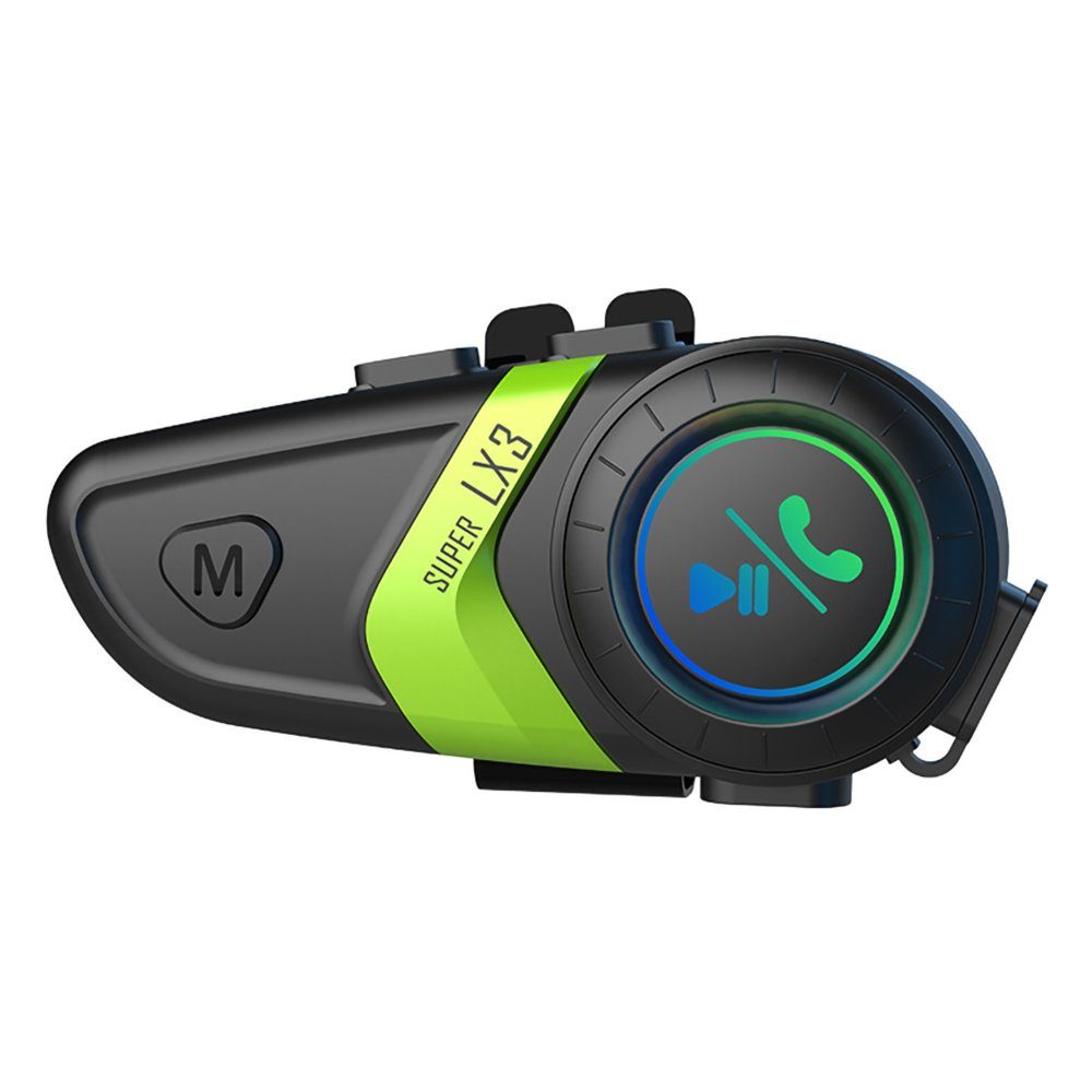 GelldG Intercom Motorrad Kommunikationssystem für 15 Stunden Arbeitszeit Bluetooth-Kopfhörer Grün