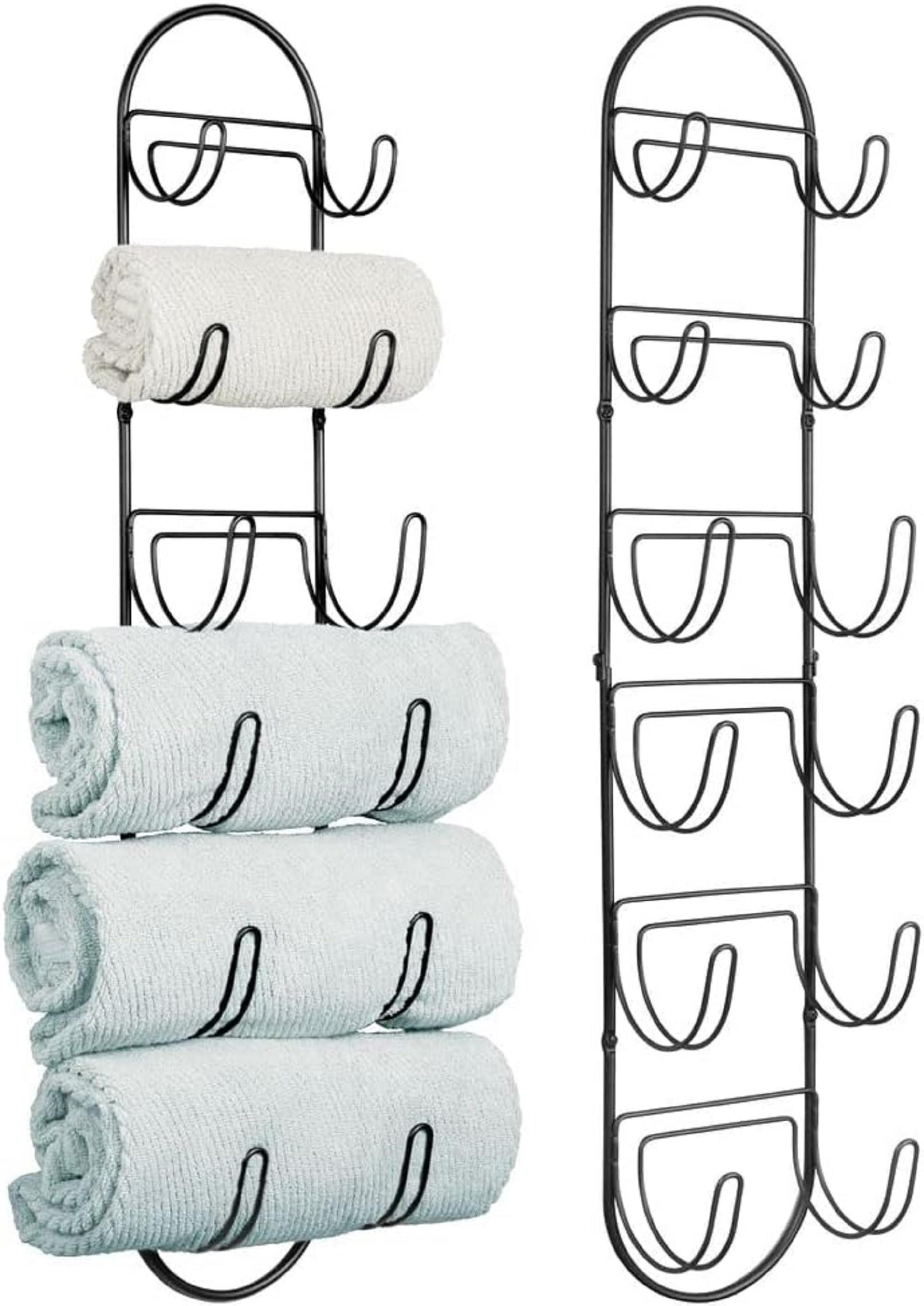 mDesign Badaccessoire-Set mDesign Handtuchhalter Handtuchablage Badzubehör 2er Set Metall Schw