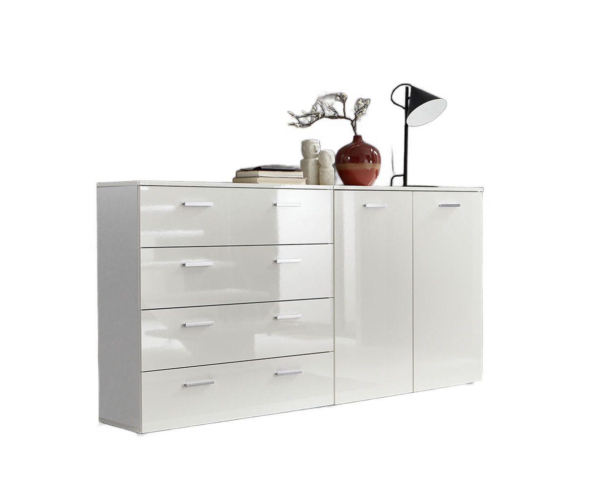 BMG Меблі Kombikommode Marbella Комоди-Set 3 (Schubkastenkommode + Schuhschrank, Fronten in Hochglanz), Made in Germany