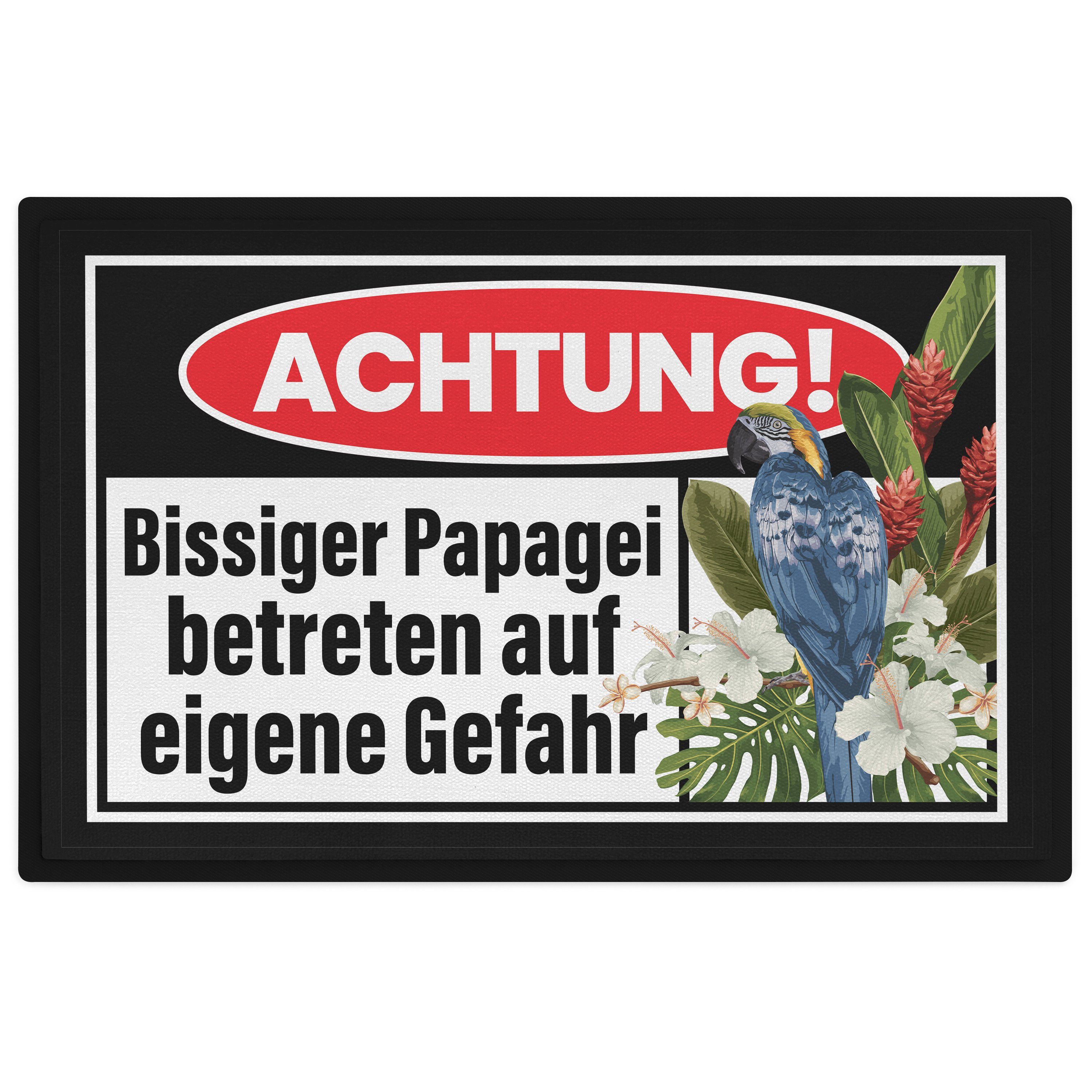 Fußmatte Achtung Bissiger Papagei Fußmatte Papageien-Züchter Spruch 60x40 cm, Trendation