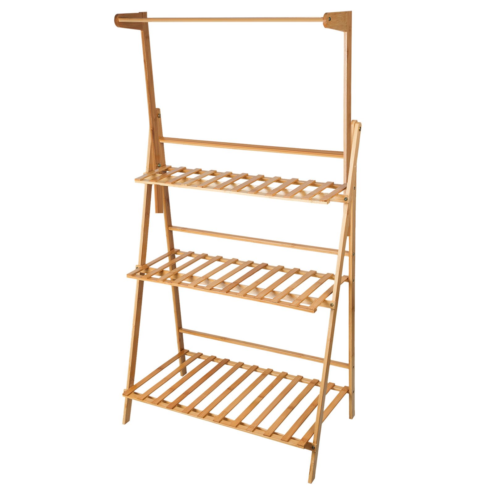 JEOBEST Blumenständer Pflanzentreppe Pflanzenständer Blumentreppe Klappbar, aus Bambus, Höhe 141cm, Hängepflanzenständer – Bild 3 von 5