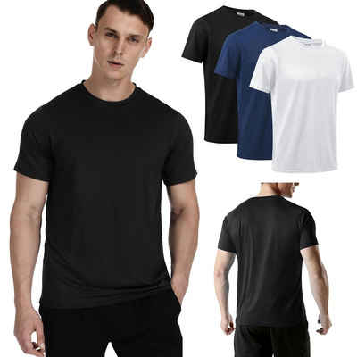 MEETYOO Funktionsshirt 3er Herren Trainingsshirt Sportshirt (Golf Tennis Shirts,Laufshirt, 3er-Pack, Kompressionsshirt Running Tops) schnelltrocknend und atmungsaktiv casual Shirts