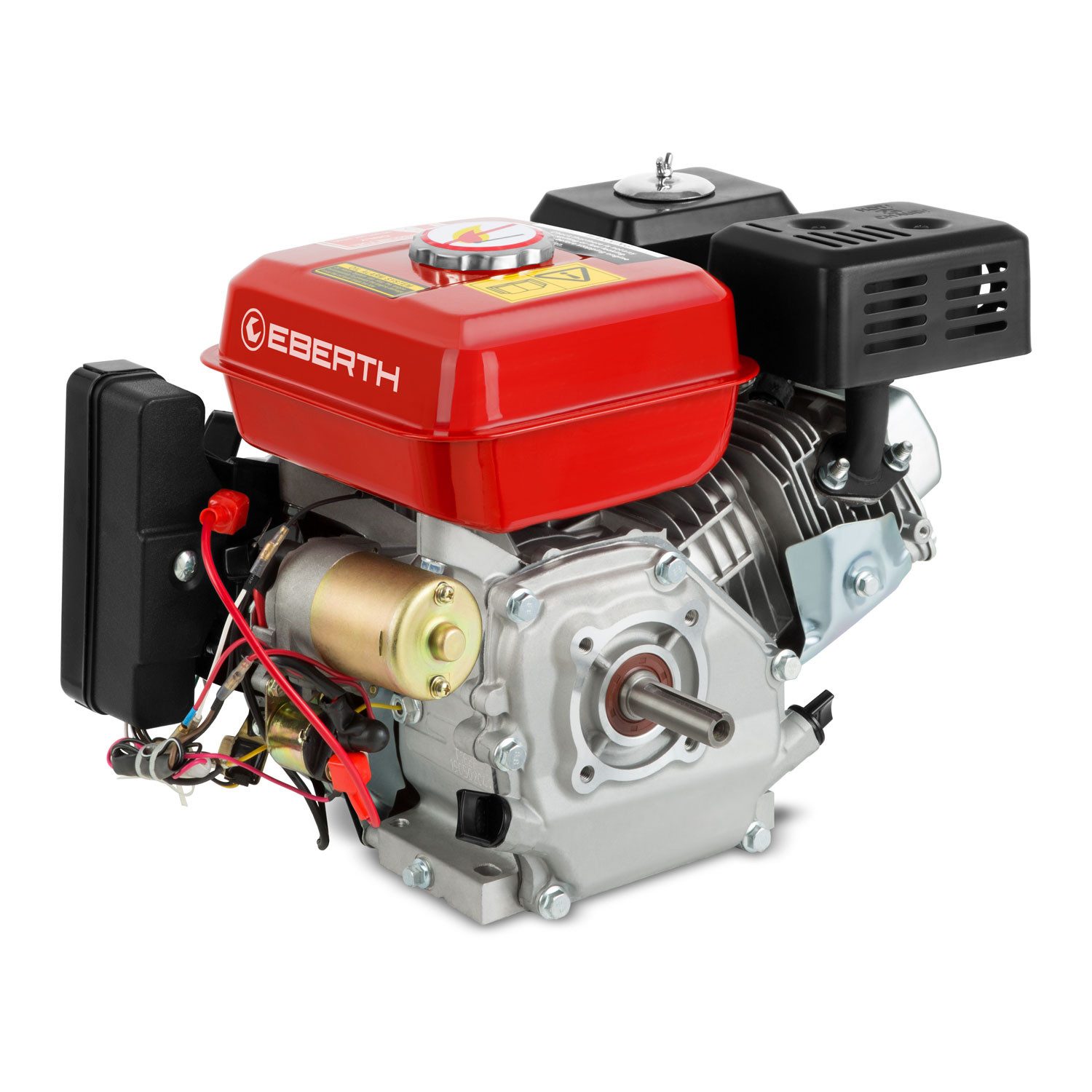 EBERTH Stromerzeuger 6,5 PS 4,8 kW Benzinmotor Standmotor mit 20 mm Ø Welle, E-Start, 4-Takt, 1 Zylinder Industriemotor, 196 ccm Hubraum, luftgekühlt