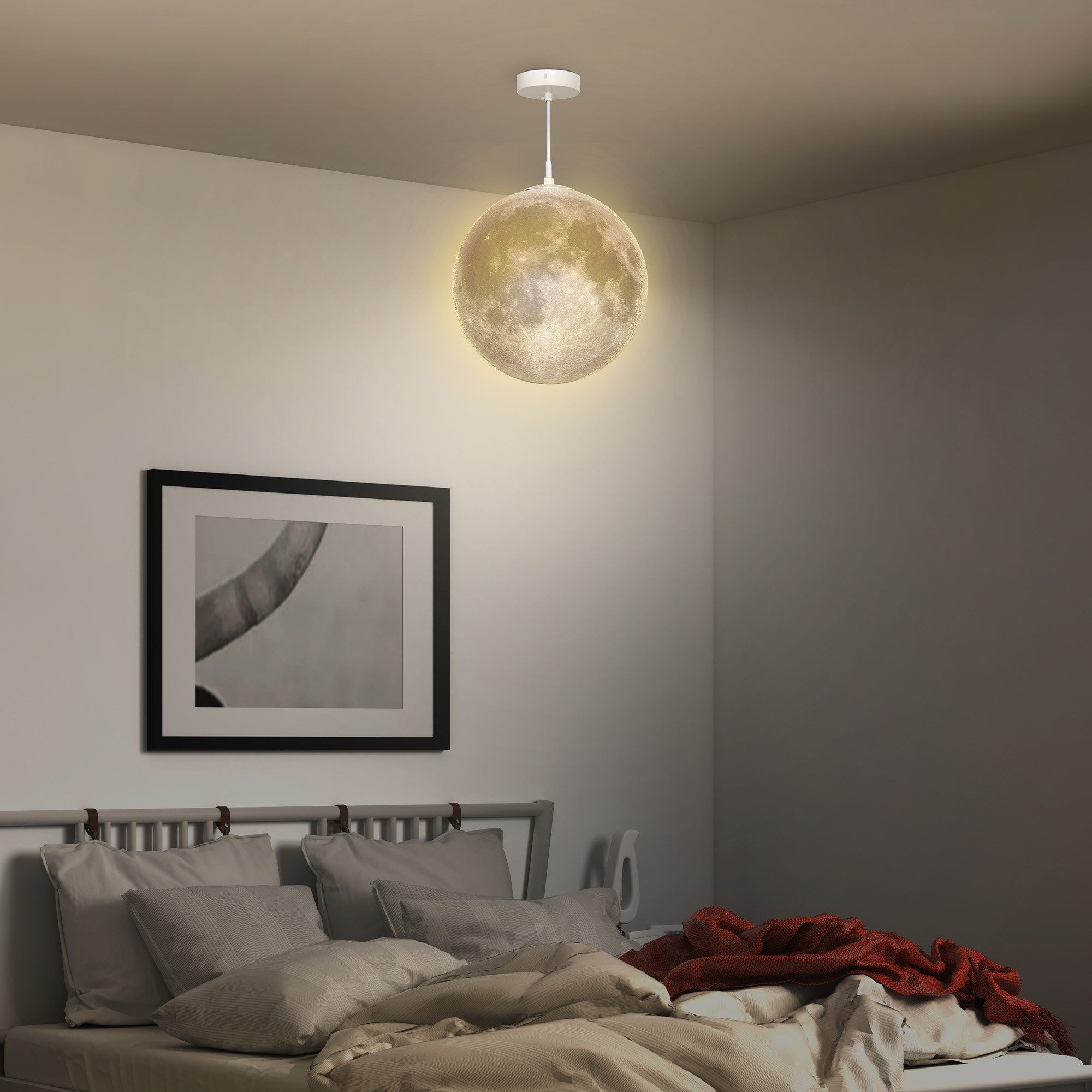 DOPWii Hängeleuchte Mondlampe, 3D-Druck, App-Steuerung, Musik-kompatibel, günstig online kaufen