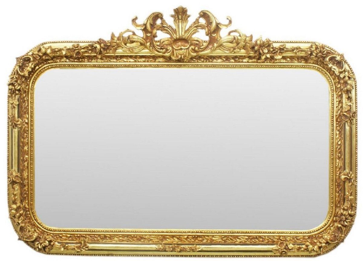 Casa Padrino Barockspiegel Barock Spiegel Gold 140 x H. 95 cm - Handgefertigter Antik Stil Wandspiegel - Garderoben Spiegel - Wohnzimmer Spiegel - Barock Möbel