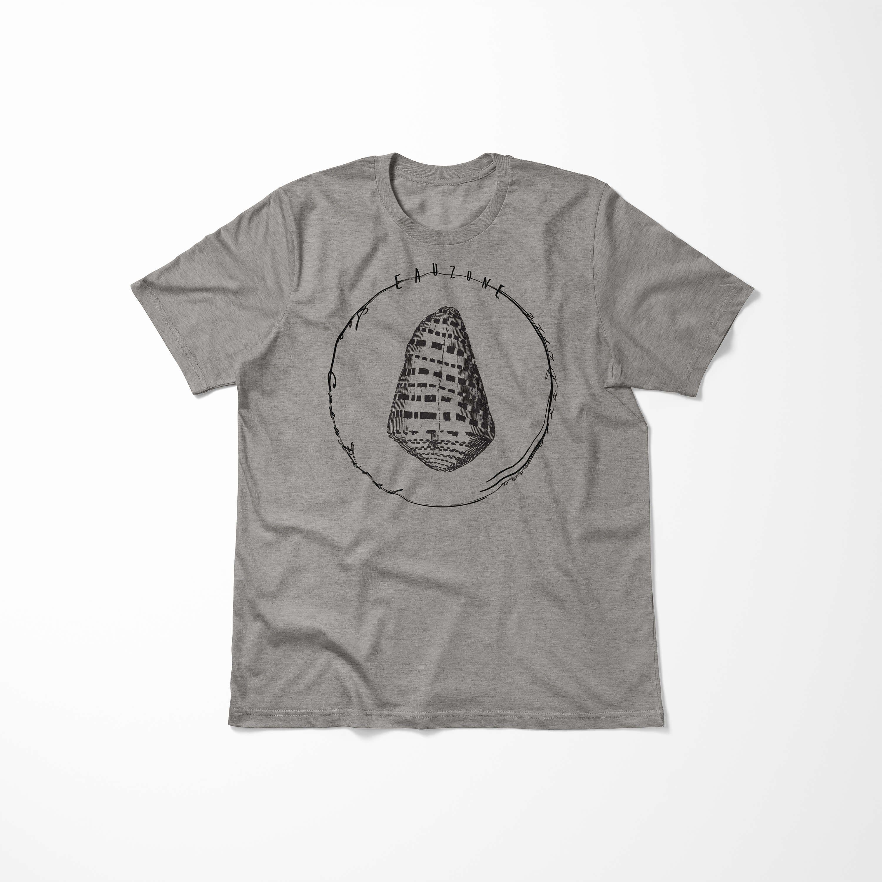 Sinus Art T-Shirt T-Shirt Tiefsee 038 Sea Struktur feine - Fische und / Creatures, Sea Schnitt Ash sportlicher Serie