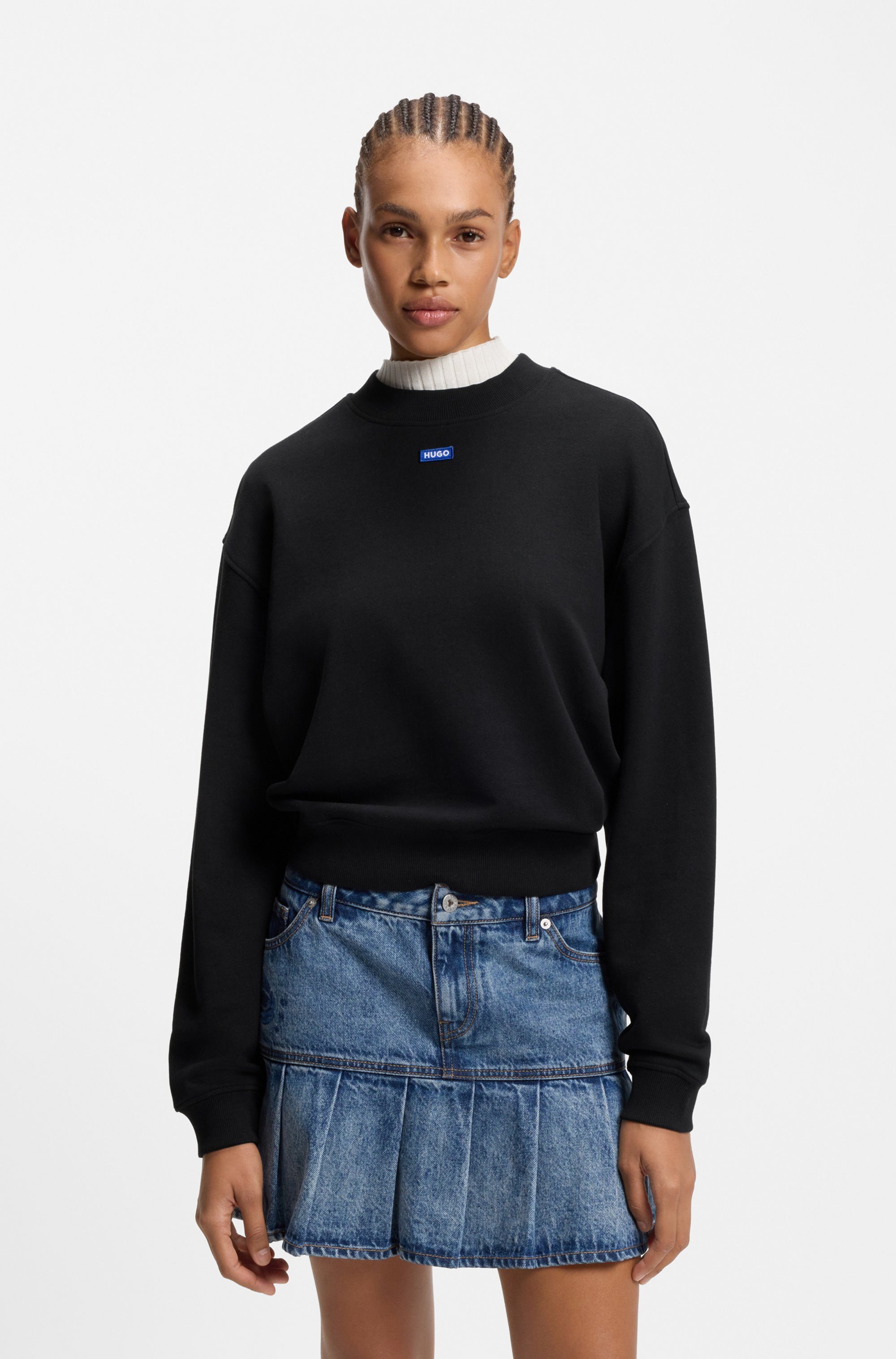 HUGO Blue Sweatshirt Delessa mit Logoaufnäher günstig online kaufen