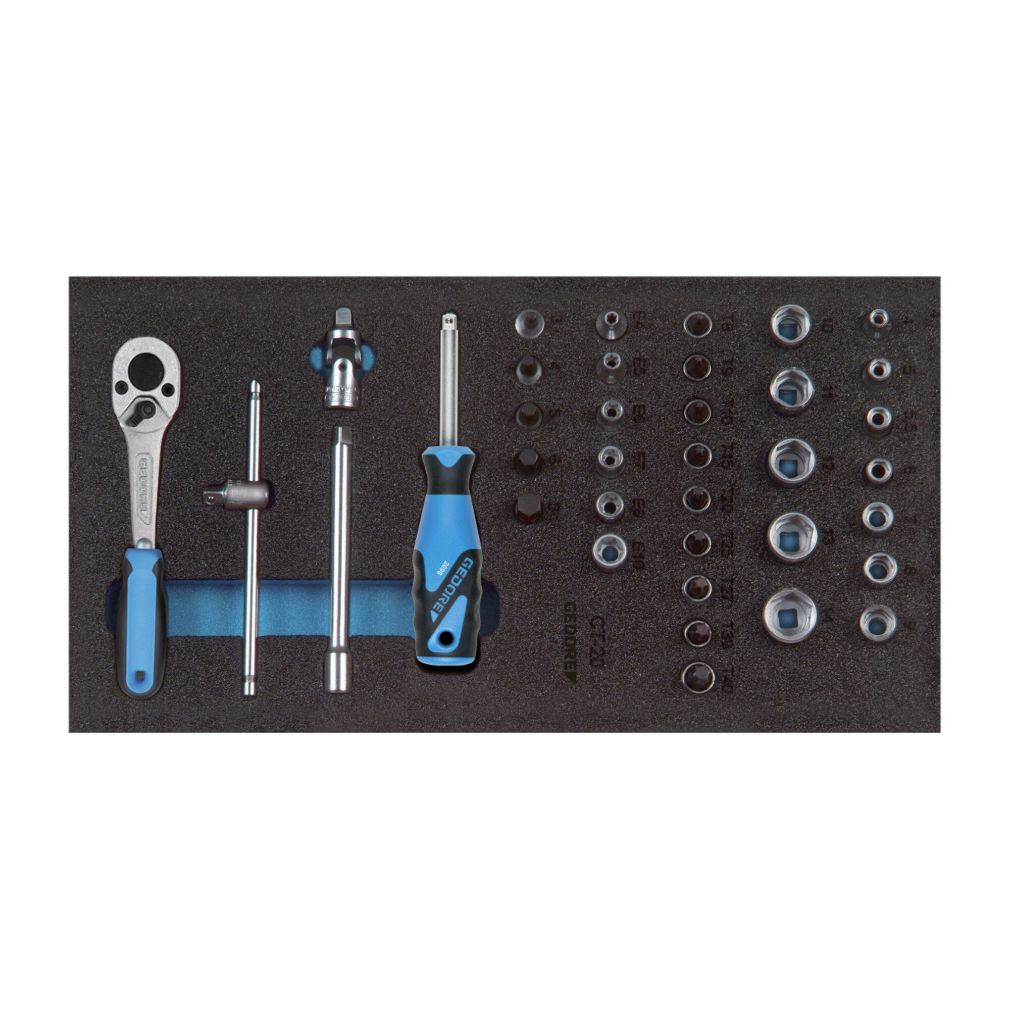 Gedore Crimpzange Gedore 1500 CT1-20 Steckschlüssel-Sortiment 1/4" in Check-Tool-Modul