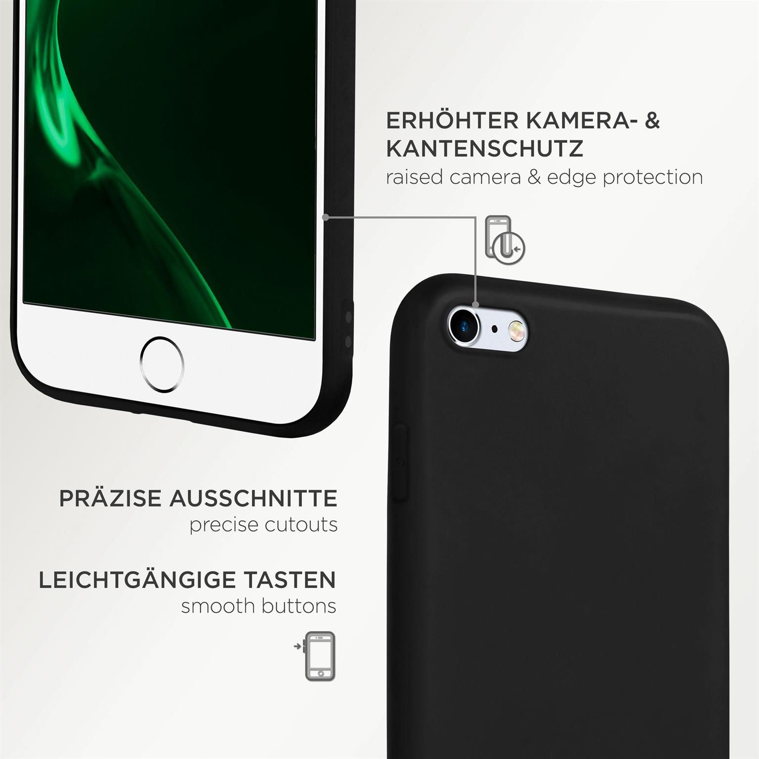 ONEFLOW Handyhülle für iPhone 6s Hülle Dünn SlimShield Pro Schwarz 4,7 Zoll, Backcover TPU Case Handyhülle minimalistisch Schutzhülle Erhöhter Rand