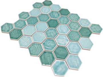 Mosani Mosaikfliesen Hexagonale Sechseck Mosaik Fliese Keramik waldgrün