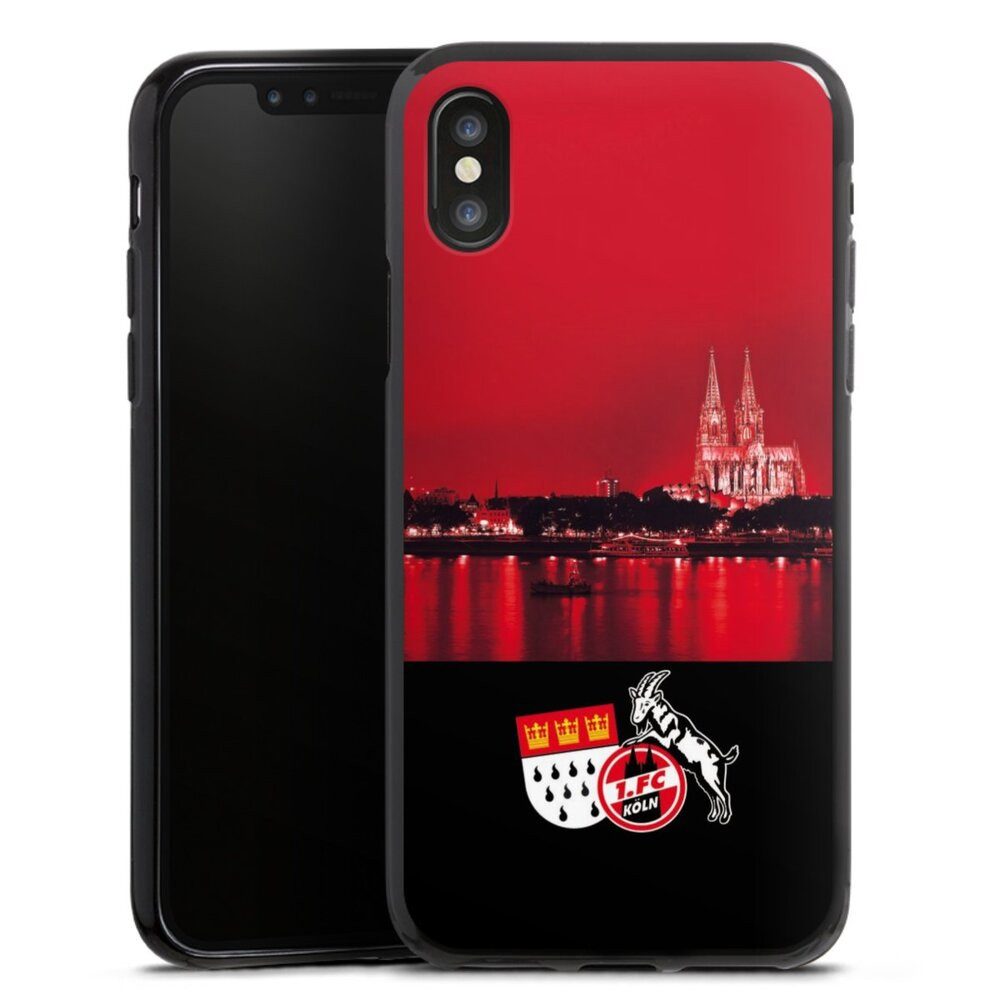 DeinDesign Handyhülle Skyline 1. FC Köln Offizielles Lizenzprodukt Skyline Köln Rot, Apple iPhone X Silikon Hülle Bumper Case Handy Schutzhülle
