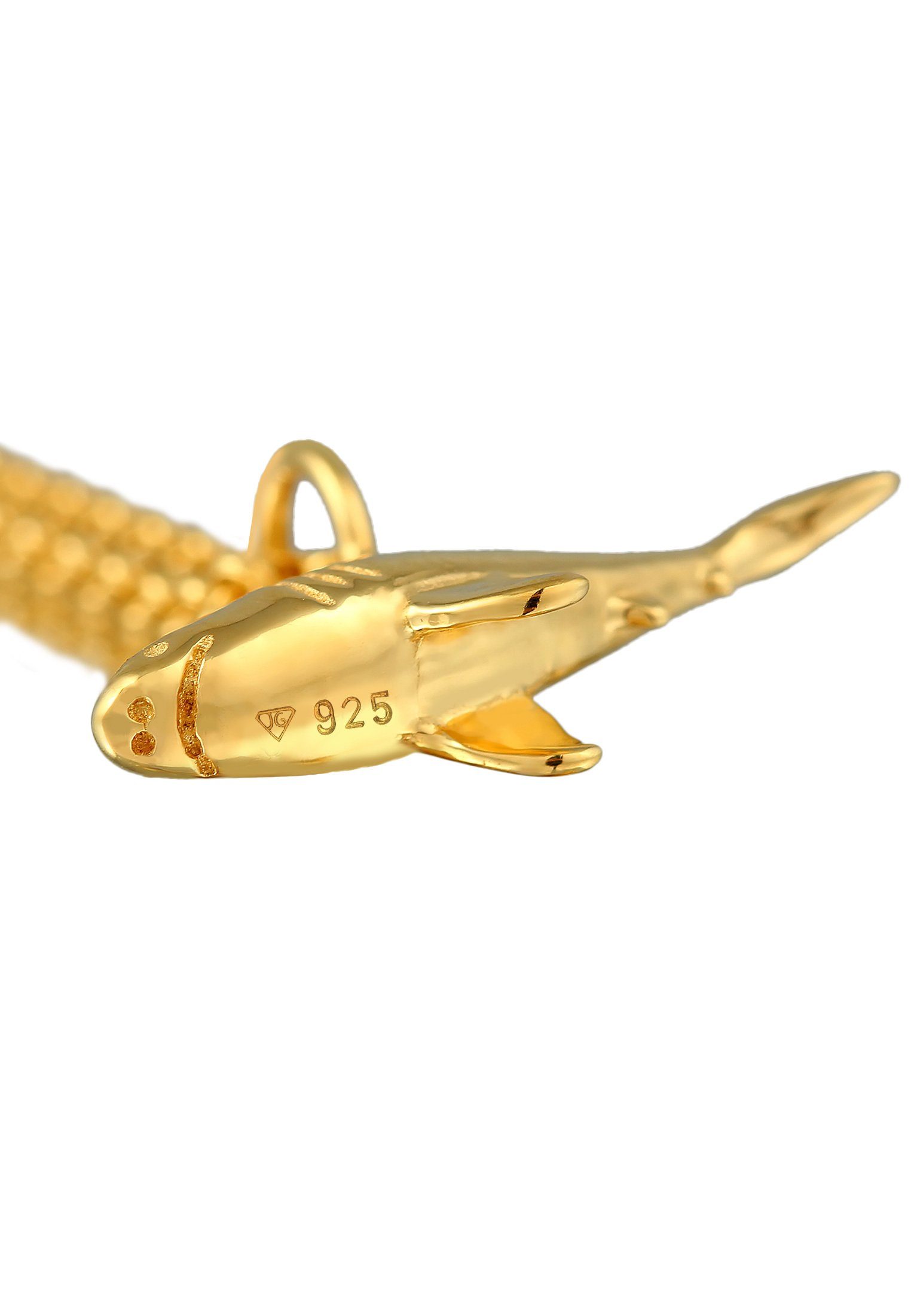 Elli Kette mit Symbol Anhänger Erbskette Fisch Tier Hai Gold Silber, Haifisch 925