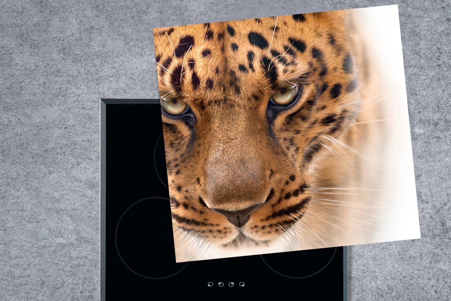 MuchoWow Herdblende-/Abdeckplatte Leopard - cm, Porträt für Vinyl, Arbeitsplatte Ceranfeldabdeckung, tlg), küche 78x78 (1 Augen, 