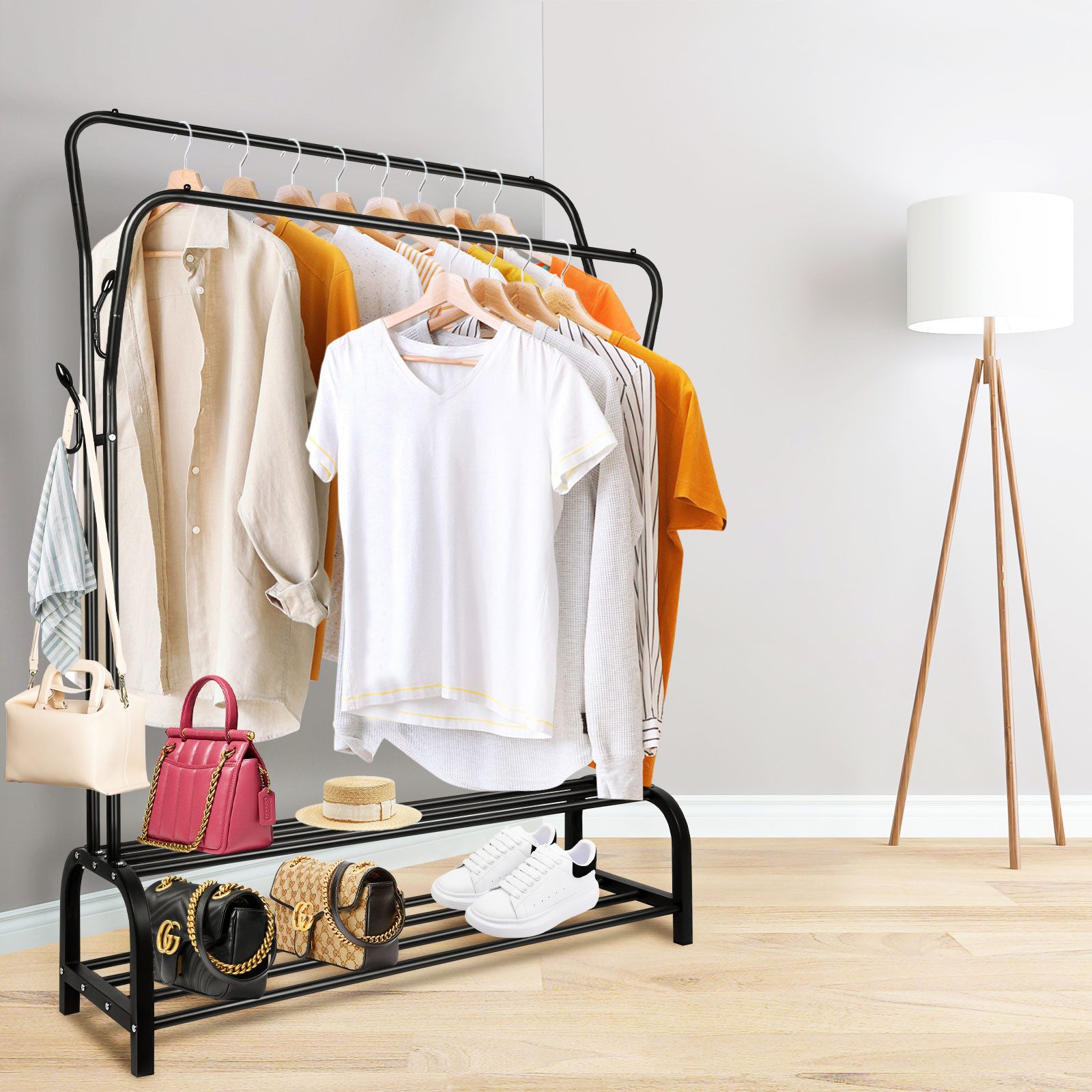 JEOBEST Kleiderständer Garderobenständer,Kleiderstange,Freistehender Doppel günstig online kaufen