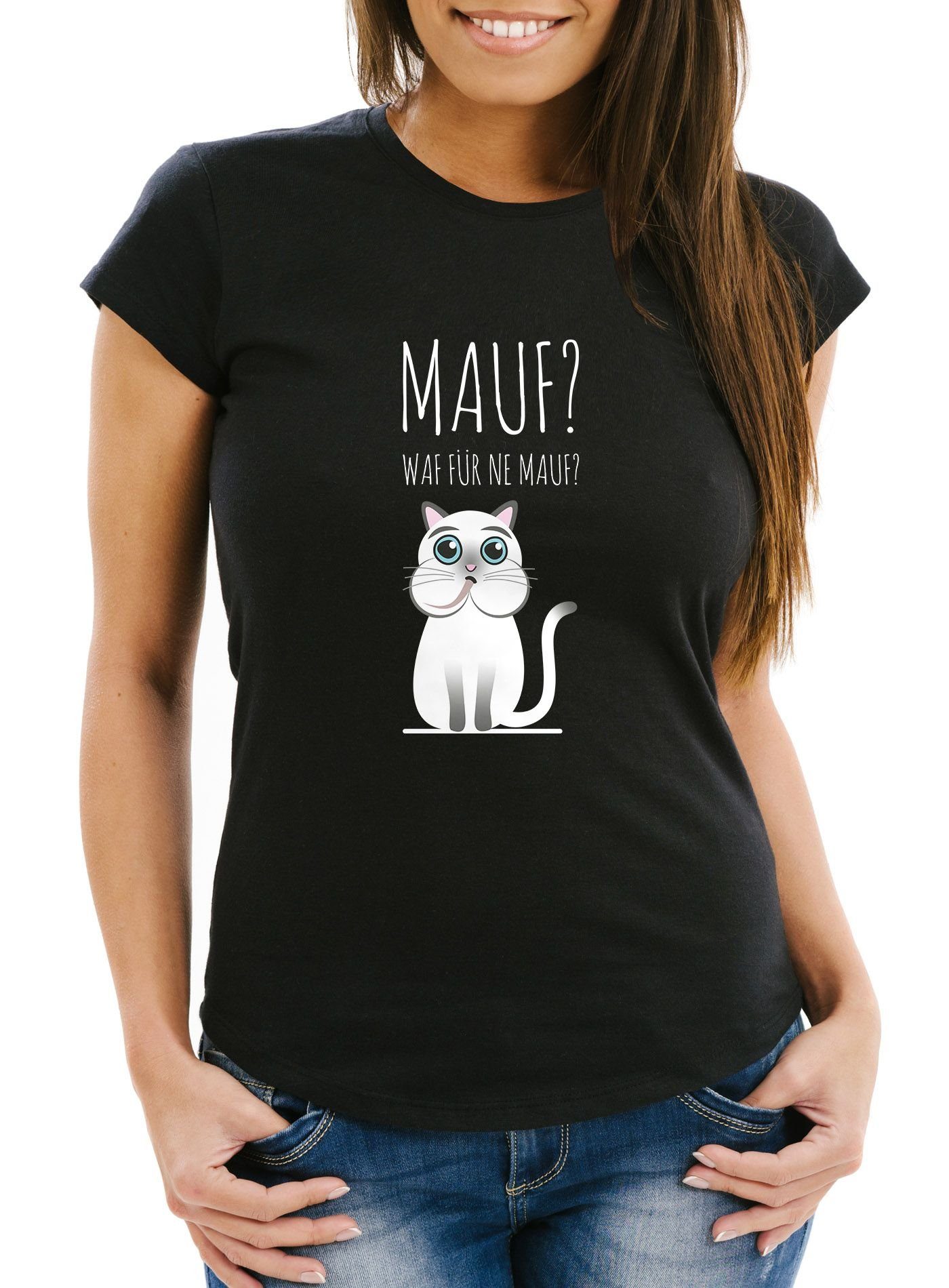 MoonWorks Print-Shirt Damen T-Shirt Mauf? waf günstig online kaufen