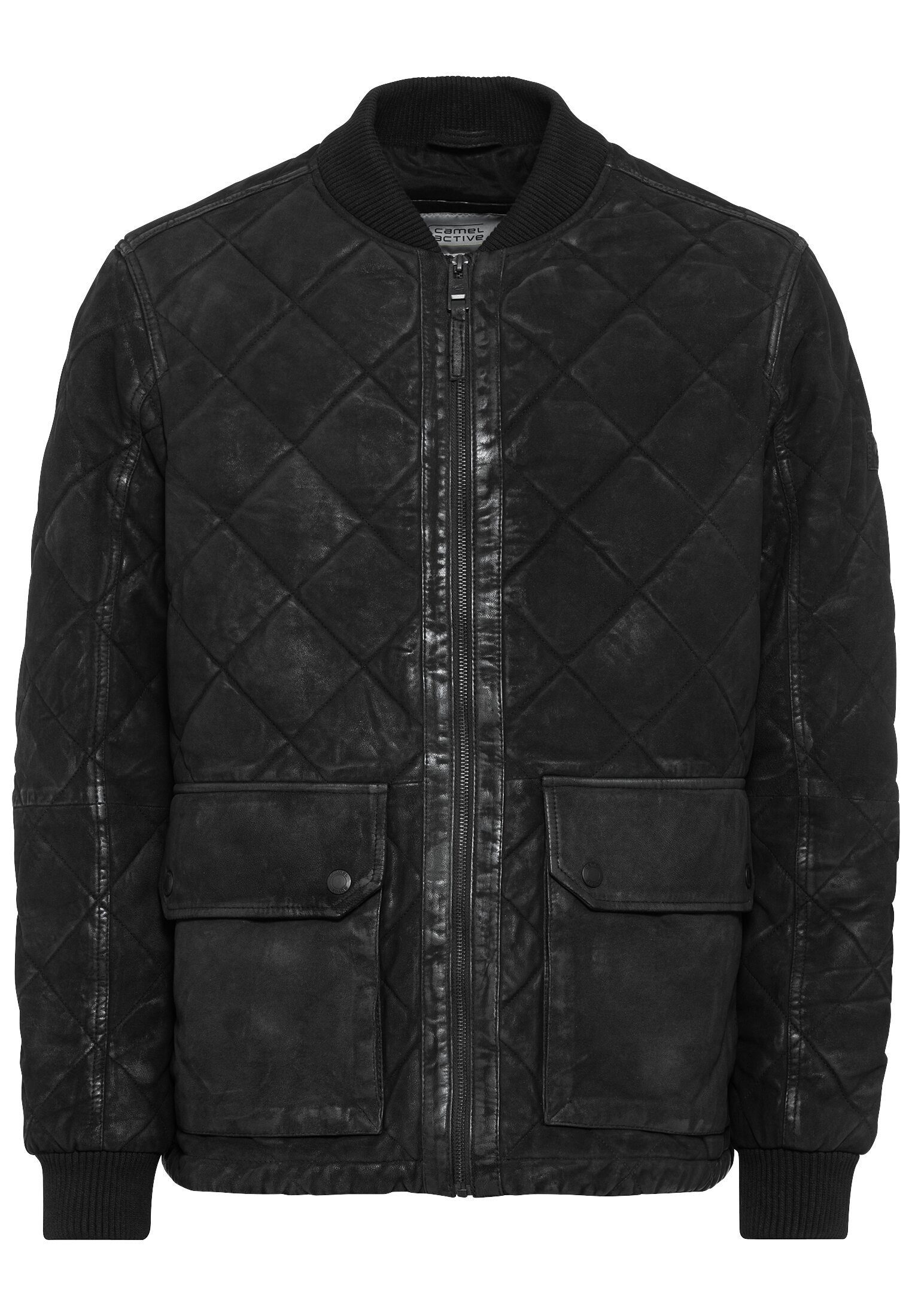 camel active Steppjacke Leder-Steppjacke mit Strickkragen günstig online kaufen
