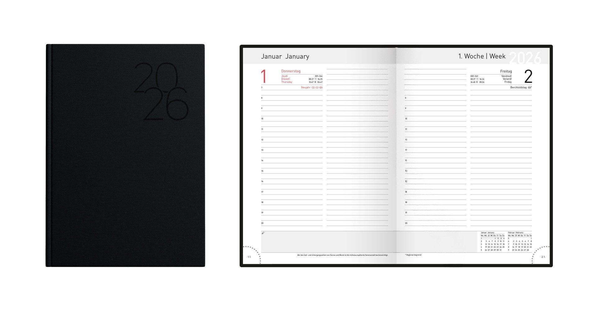 Idena Buchkalender Idena Buchkalender 2026 Classic schwarz DIN A5