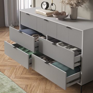 Vicco Sideboard Kommode Eliza Grau mit 7 Schubladen