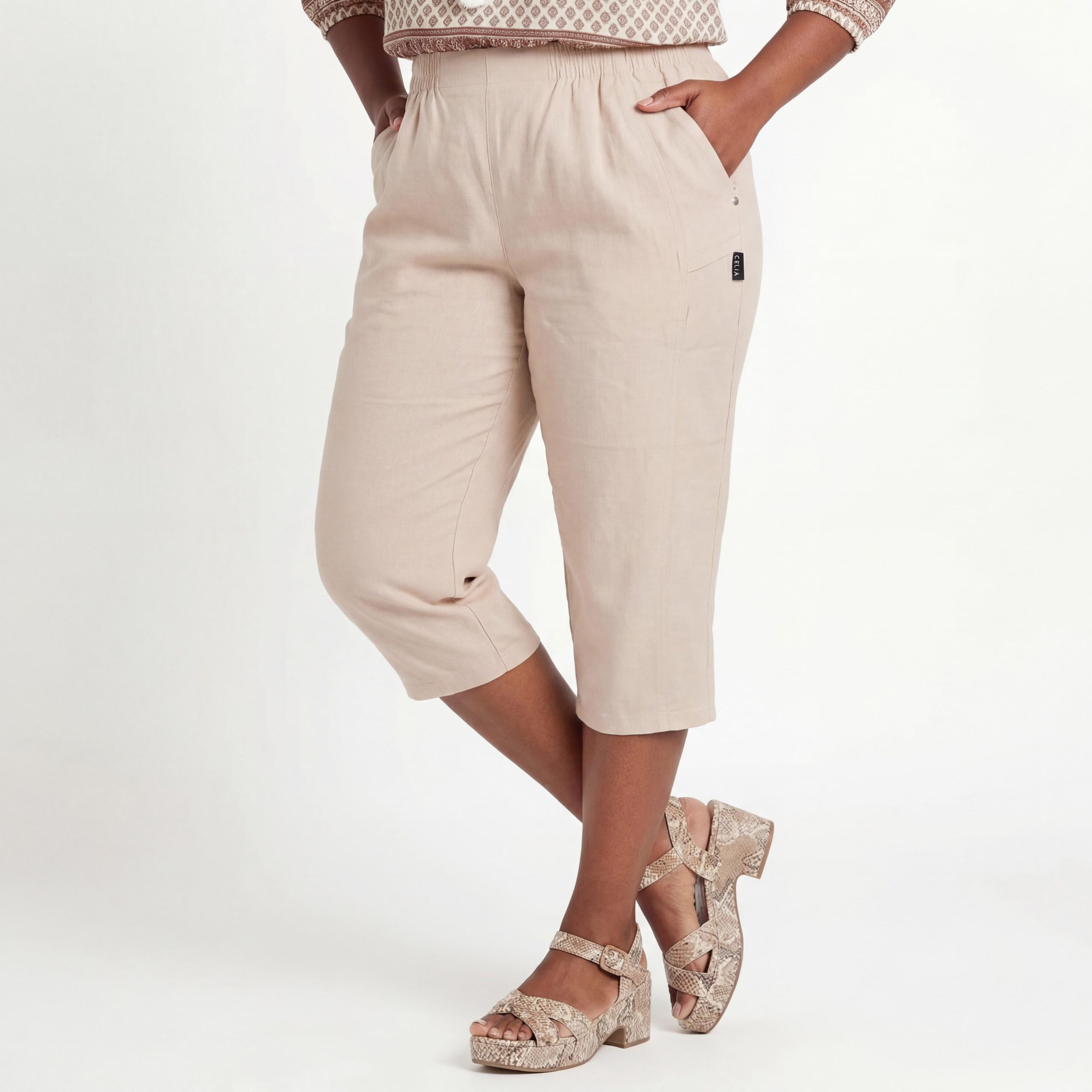 OriginalYou Caprihose Damen Sommerhose mit Stretch 7/8 Capri Schlupfhose bequemer Stretchbund, in den Größe 36 bis 50 erhältlich