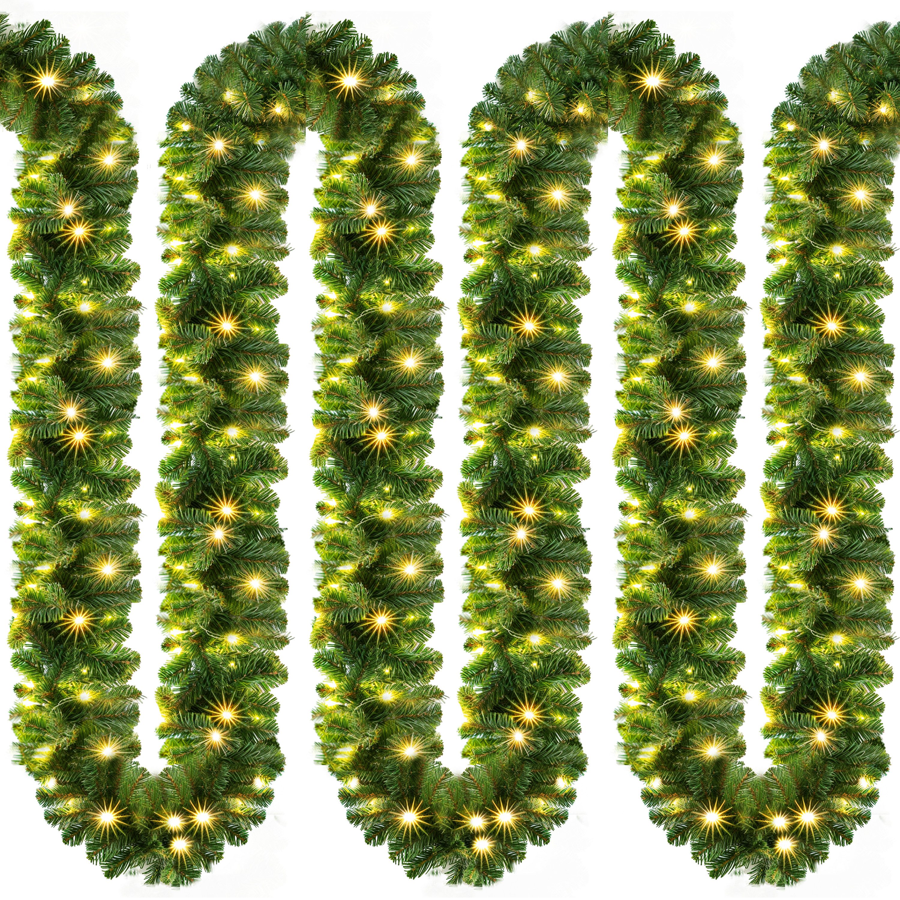 Kunstgirlande, Casaria, Höhe 28 cm, Weihnachtsgirlande 10m 200 LED Warmweiß Innen Außen IP44 Girlande