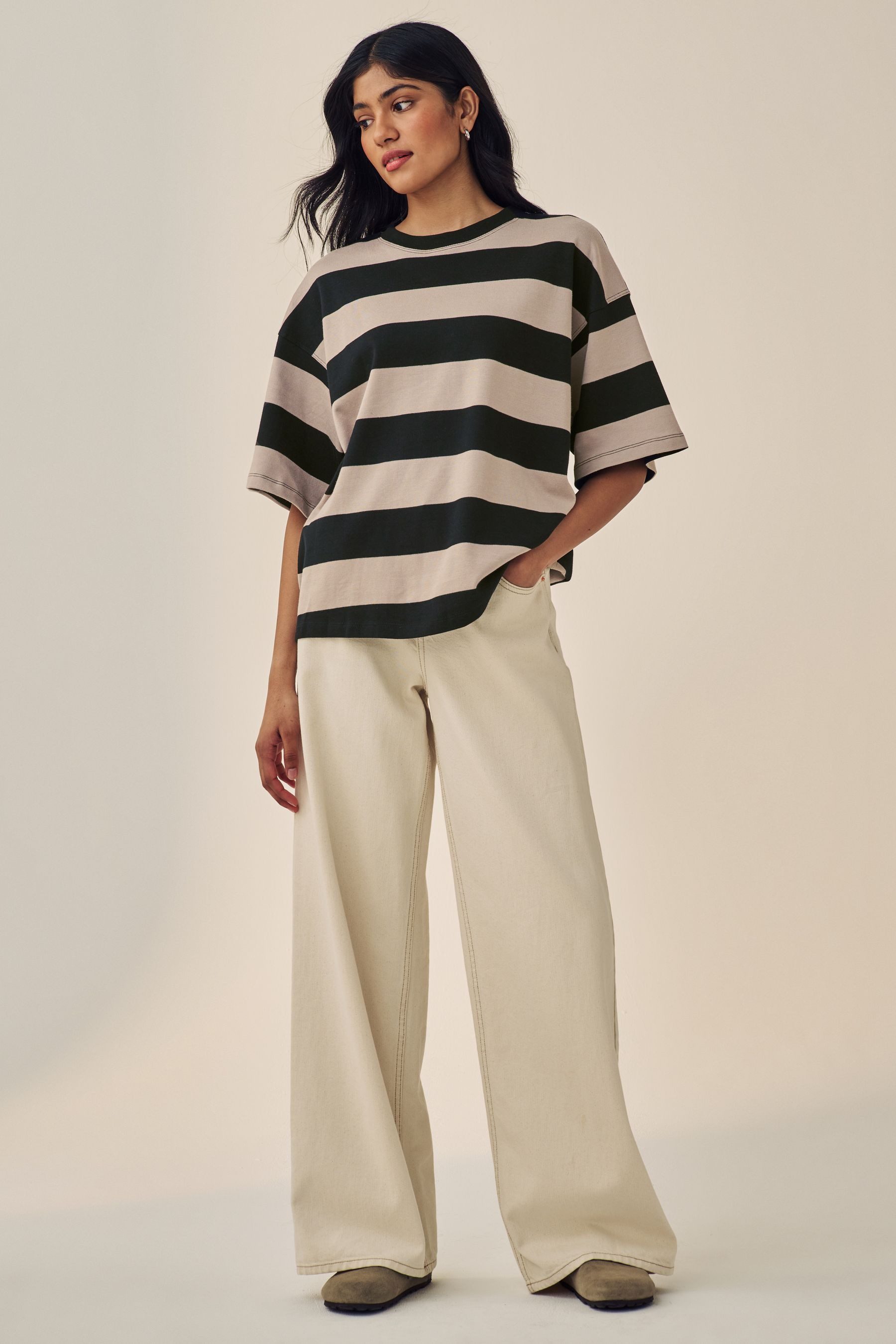 Next T-Shirt Kastiges Relaxed Fit Oversized-T-Shirt, Baumwolle (1-tlg)