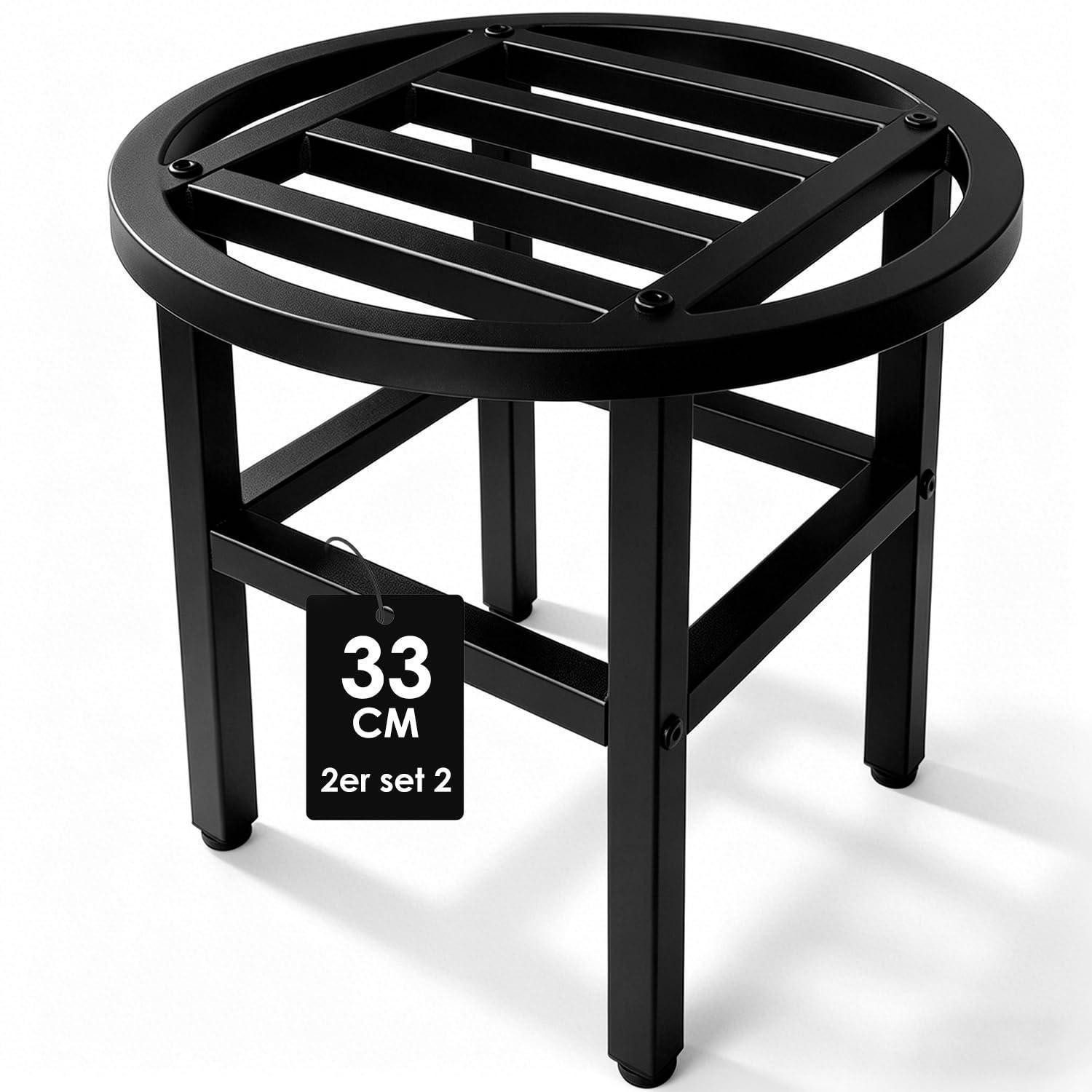 LuxusKollektion Blumenständer Pflanzenständer Metall Rund Schwarz 33cm Schwerlast 2Stk (2 St)