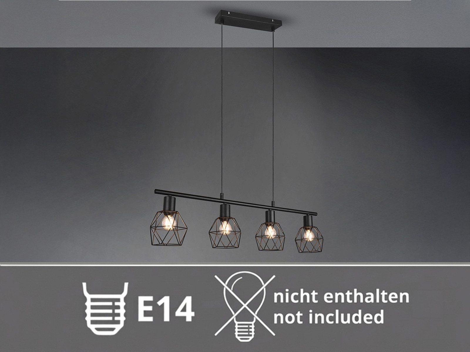meineWunschleuchte Pendelleuchte Industrial Design, Breite 75cm, ohne Leuchtmittel, Esszimmer-Lampe mehrflammig für Esstisch & Kücheninsel hängend – Bild 5 von 5