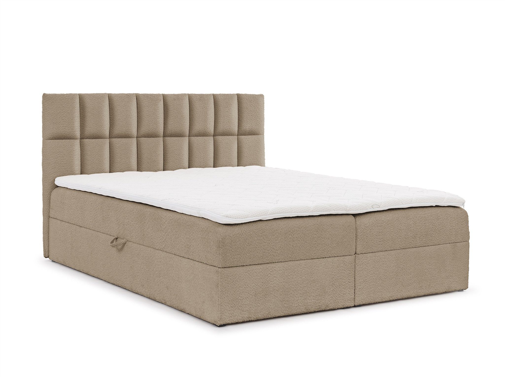 Fun Möbel Boxbett Schlafzimmerbett DOMINGA Standard Überlänge (220cm) (mit Bonellfederkernmatratze, inkl. Kaltschaumtopper), 2 x Bettkasten