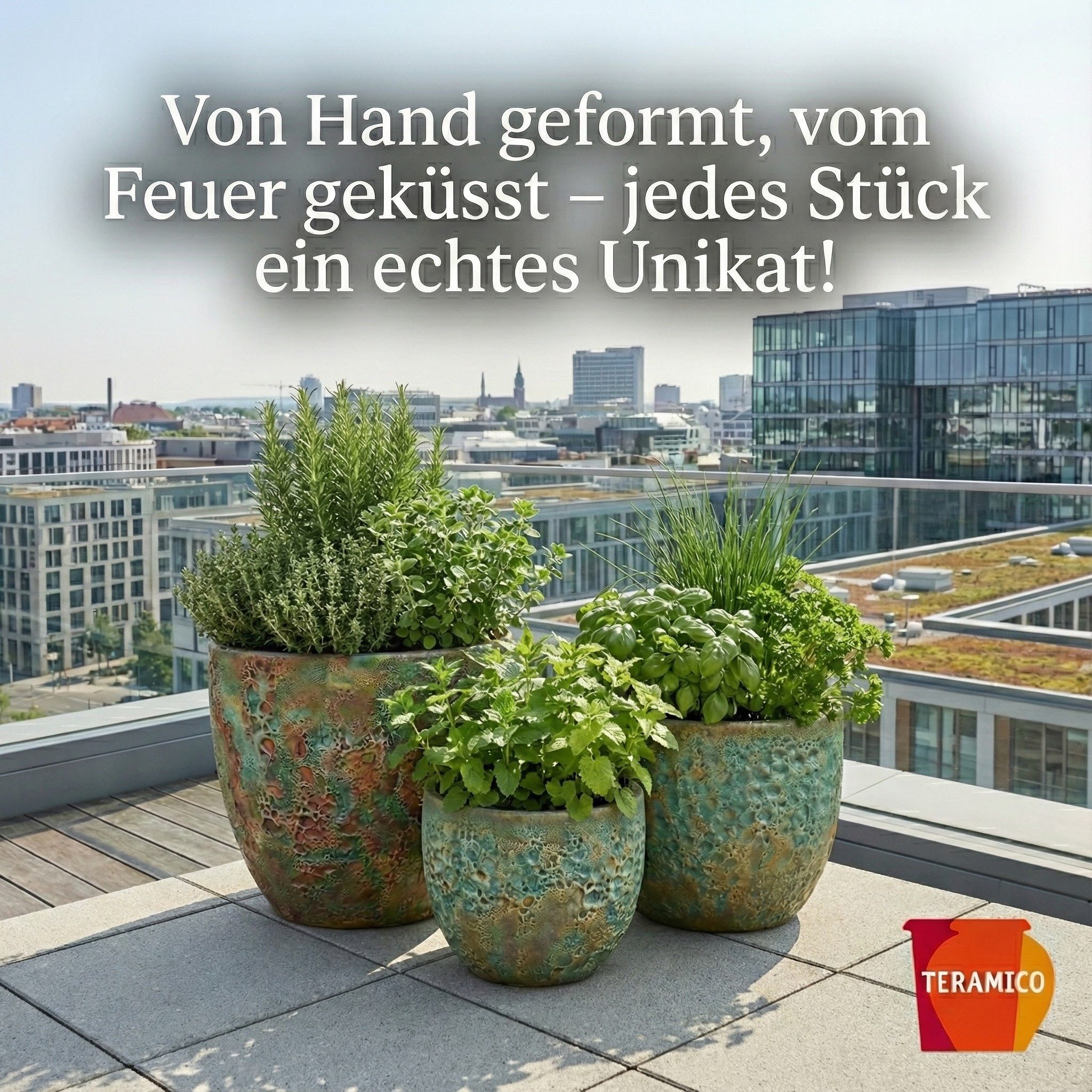 Teramico Pflanzkübel Keramik Pflanzgefäß Eggpot, Lava Grün, Ø 21 cm, Steinz günstig online kaufen