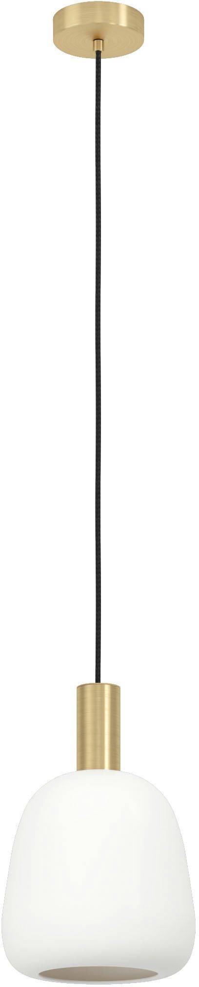 EGLO Hängeleuchte MANZANARES Pendellampe, Stahl und Glas, E27, Esstischlampe, Lampe, Leuchtmittel wechselbar, ohne Leuchtmittel, Hängelampe, H110 x Ø22,5 cm, messing-gebürstet, gold, 1X40W exkl.