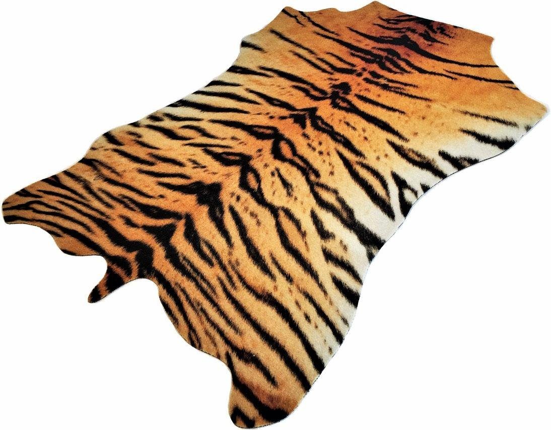 teppich tiger look living line rechteckig hoehe 7 mm fellform braun