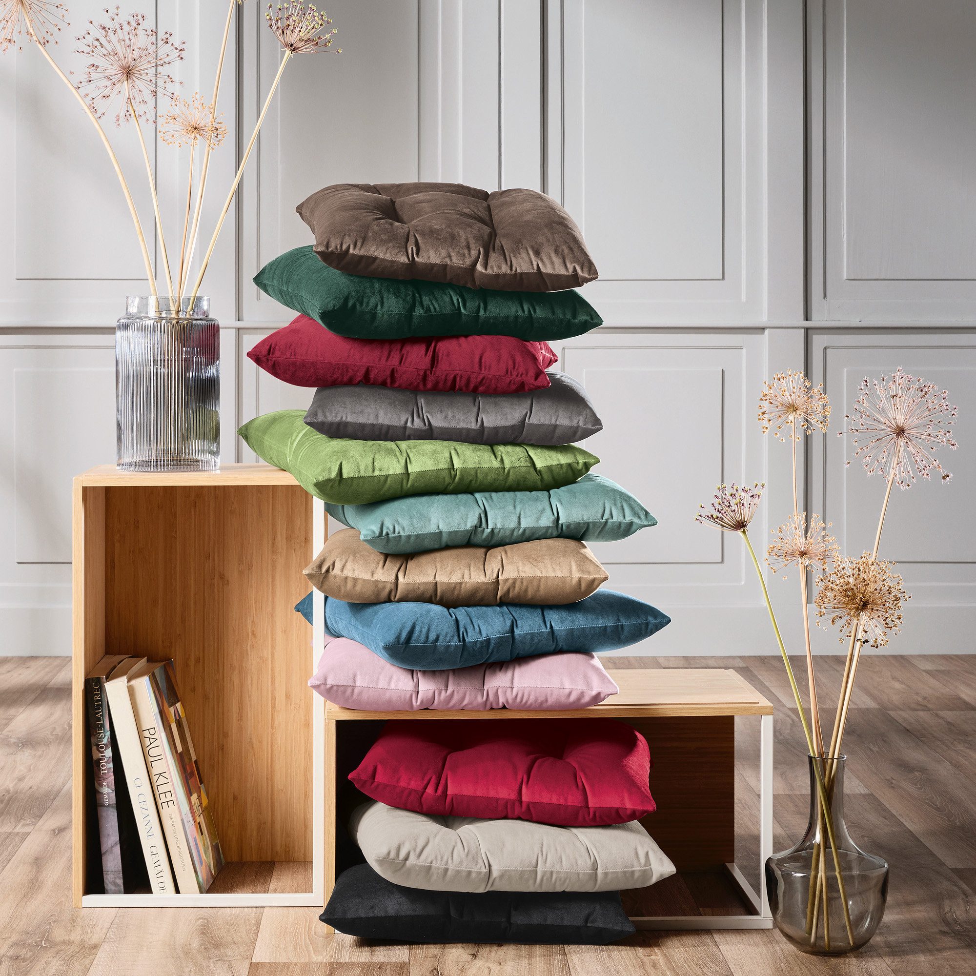 REDBEST Stuhlkissen Stuhlkissen "Kingsville" 2er-Pack, Nicky-Velours Uni