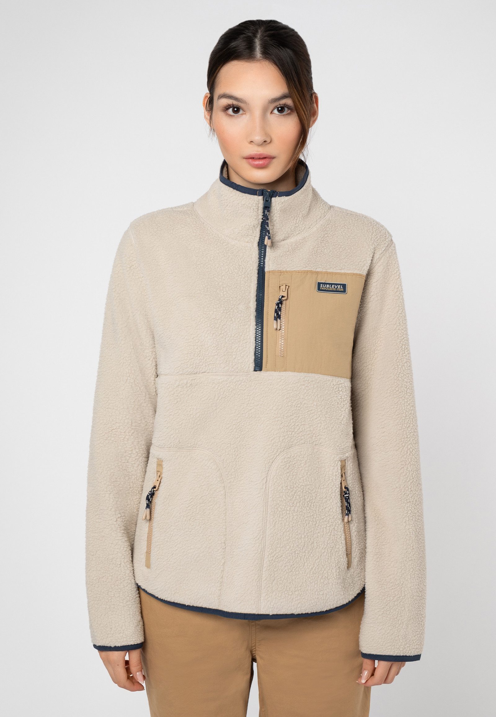 Fleecepullover Fleecejacke mit Stehkragen