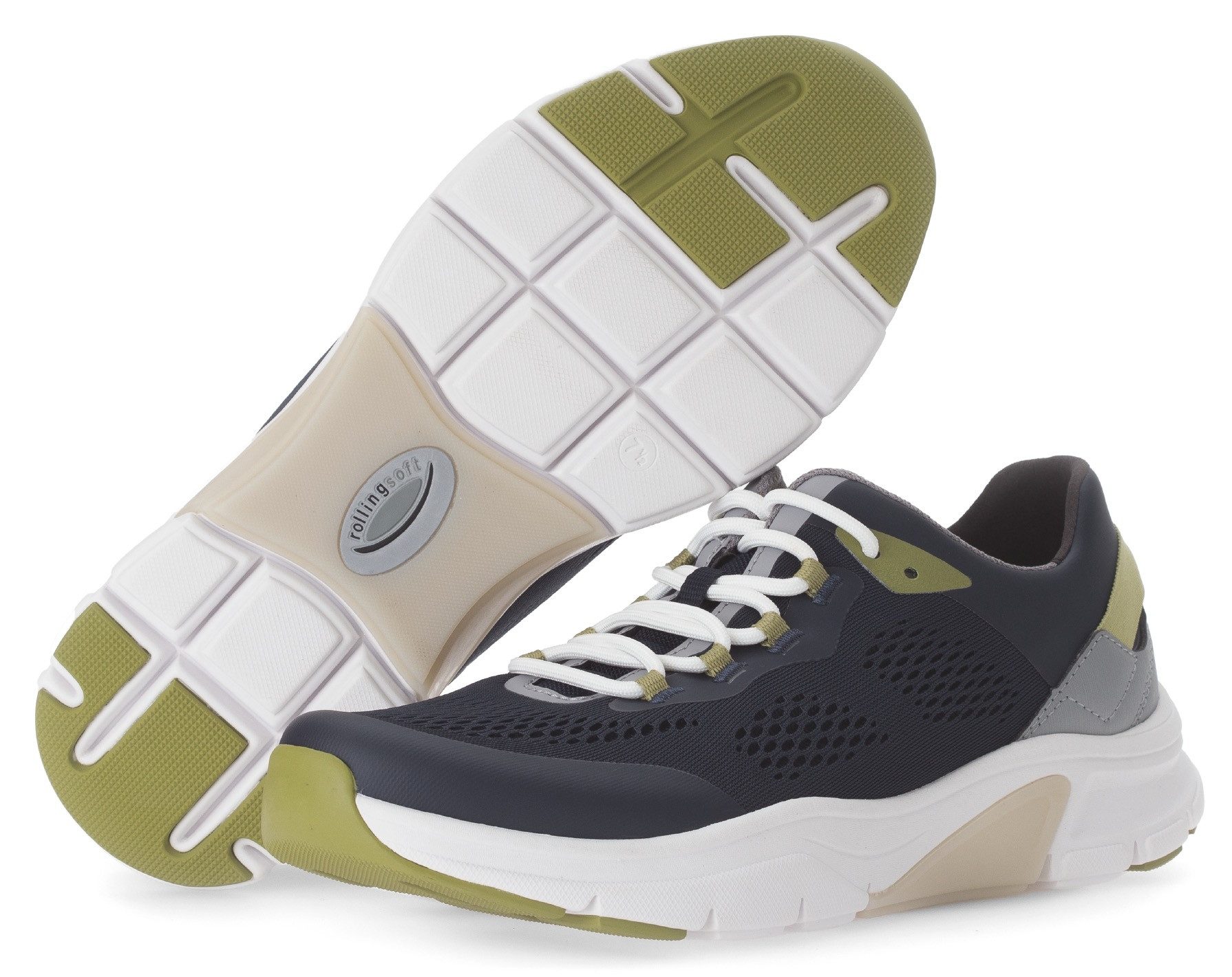 rollingsoft Keilsneaker, Freizeitschuh, Halbschuh, Schnürschuh mit Kontrastbesätzen, Weite G