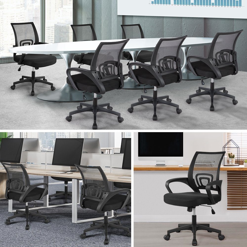 Yaheetech Bürostuhl Höhenverstellbarer Drehstuhl mit Schaukelfunktion, ergonomischer Schreibtischstuhl Arbeitsstuhl mit Netzrückenlehne