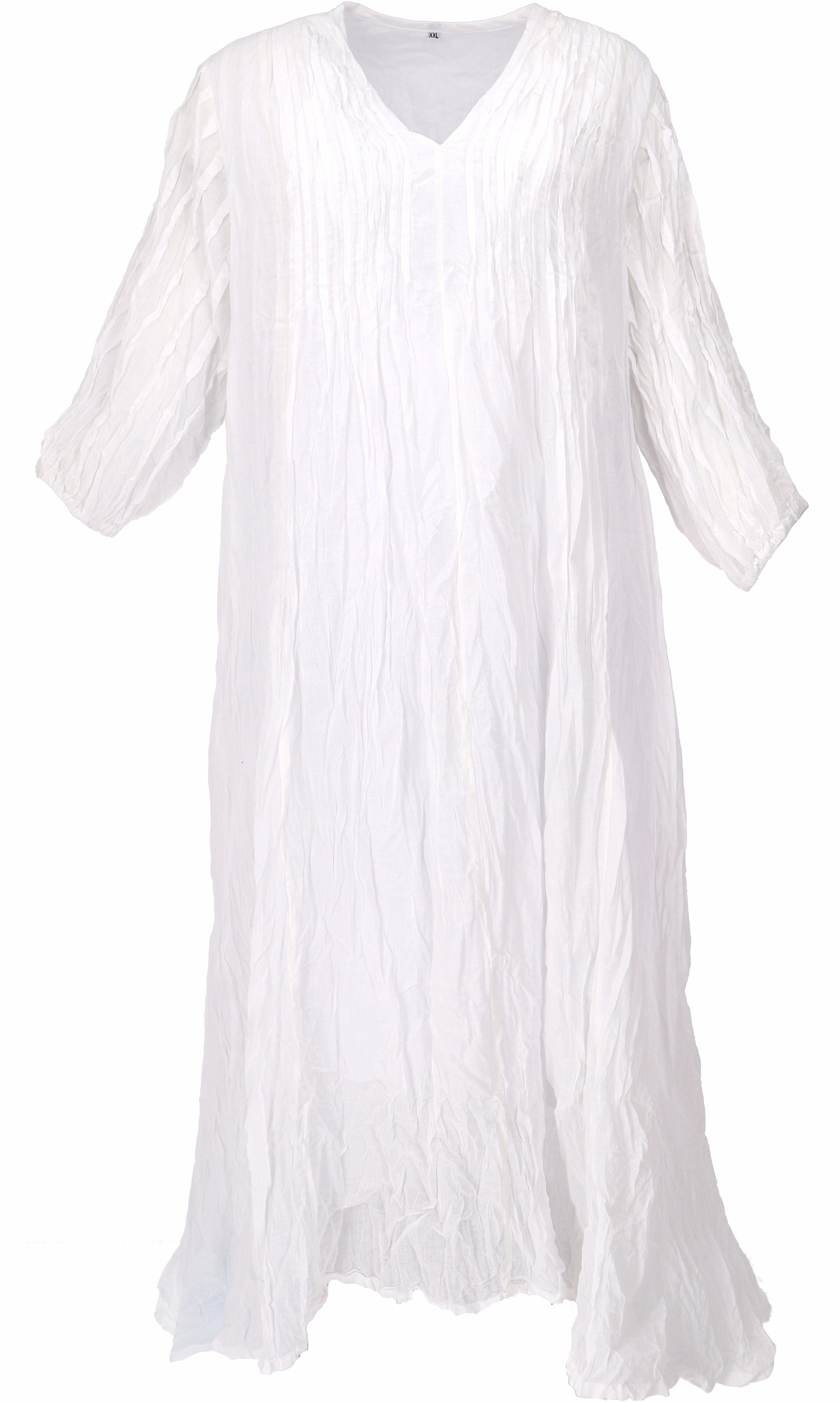 Guru-Shop Midikleid Boho Maxikleid, luftiges langes Sommerkleid für.. alternative Bekleidung weiß