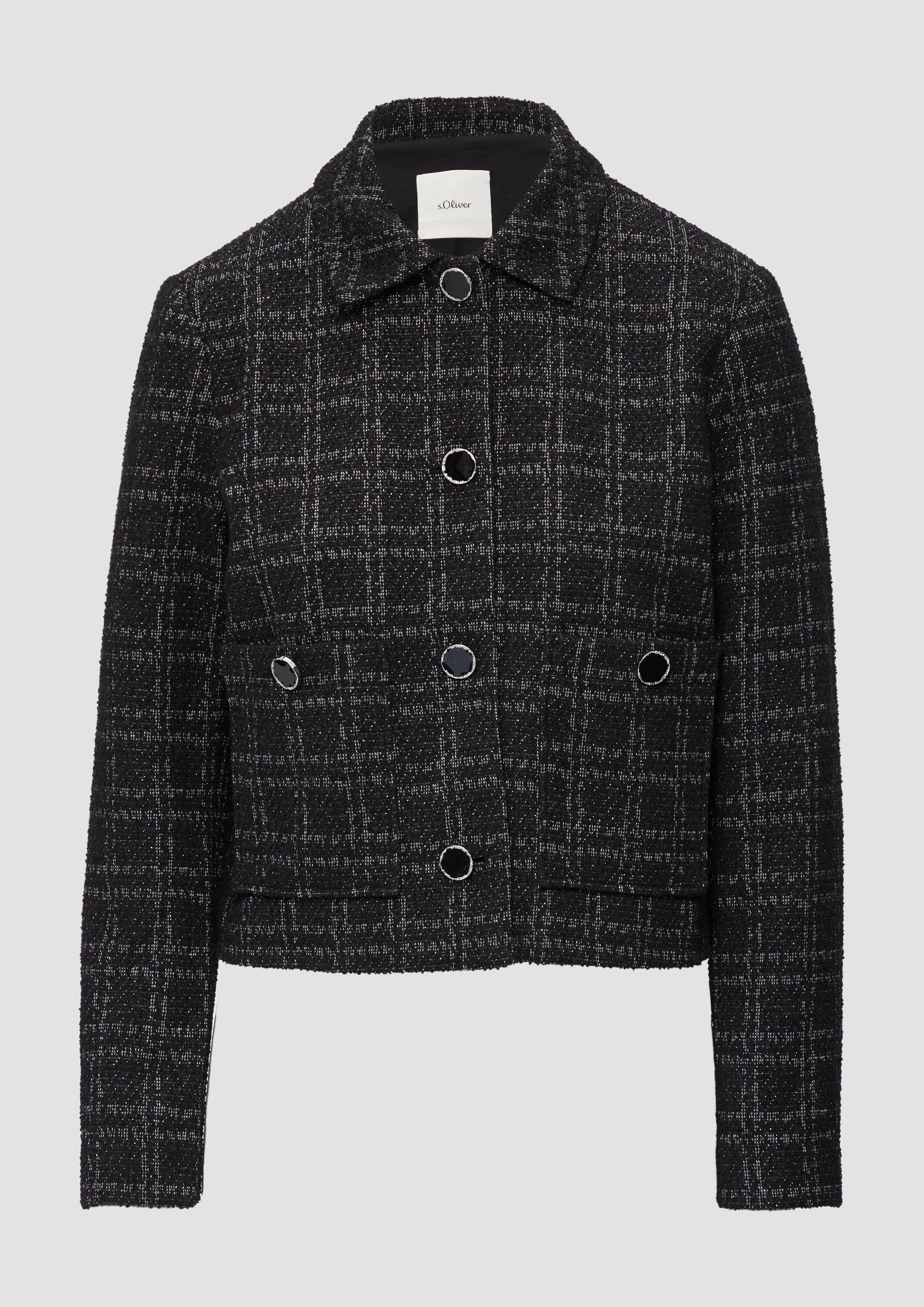 s.Oliver Jackenblazer Indoor-Blazer Bouclé-Jacke mit aufgesetzten Taschen