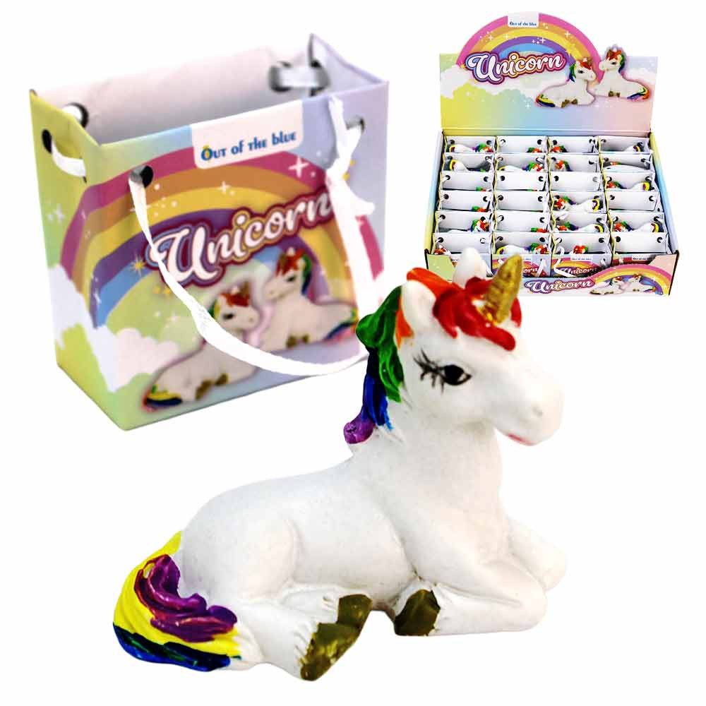 Out of the Blue Dekofigur 24 Stück Einhorn Figur Polyresin in Regenbogen-Tüte - ca. 6 cm (24 St)