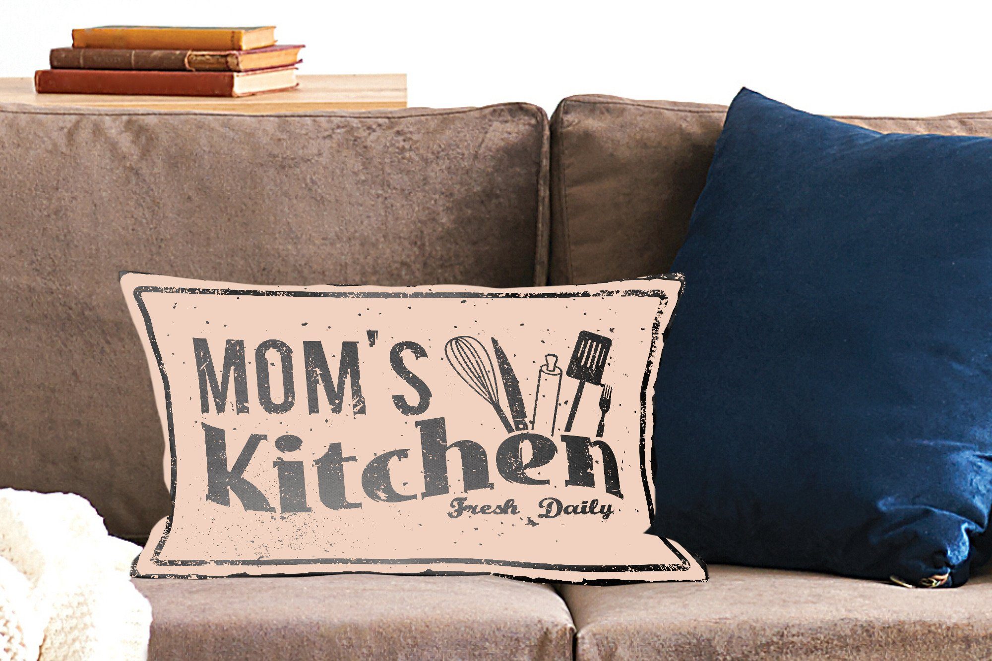Küche Mama - Schlafzimmer - Zierkissen, mit Dekokissen Dekokissen Dekoration, MuchoWow Füllung, Wohzimmer Retro,