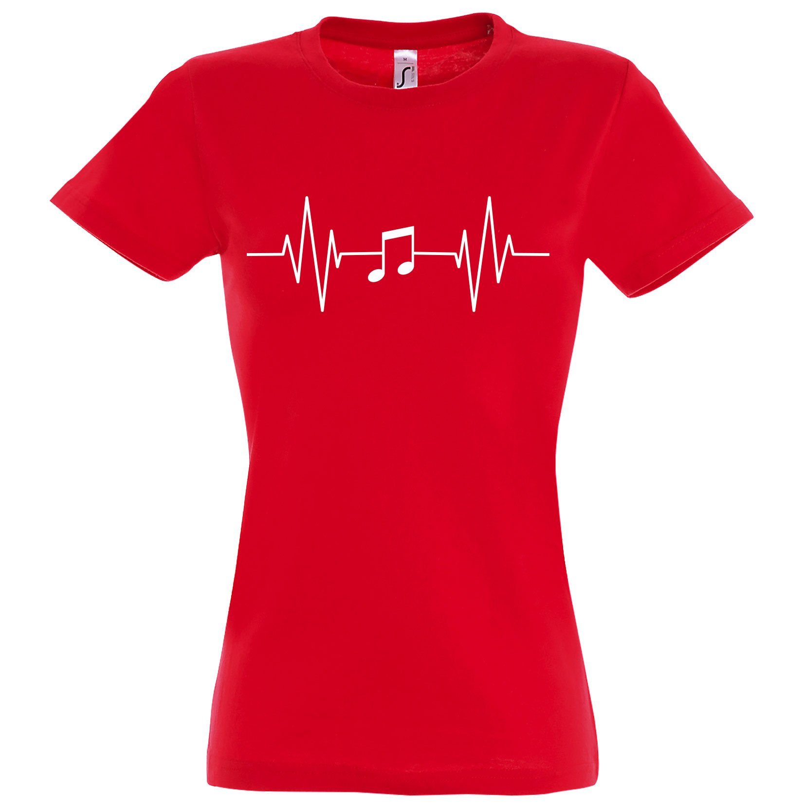 Youth Designz Rot Damen Note T-Shirt Music Frontprint Musik mit Heartbeat Shirt