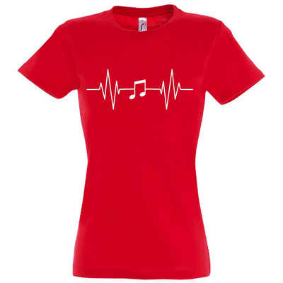 Youth Designz T-Shirt Heartbeat Musik Note Damen Shirt mit Music Frontprint