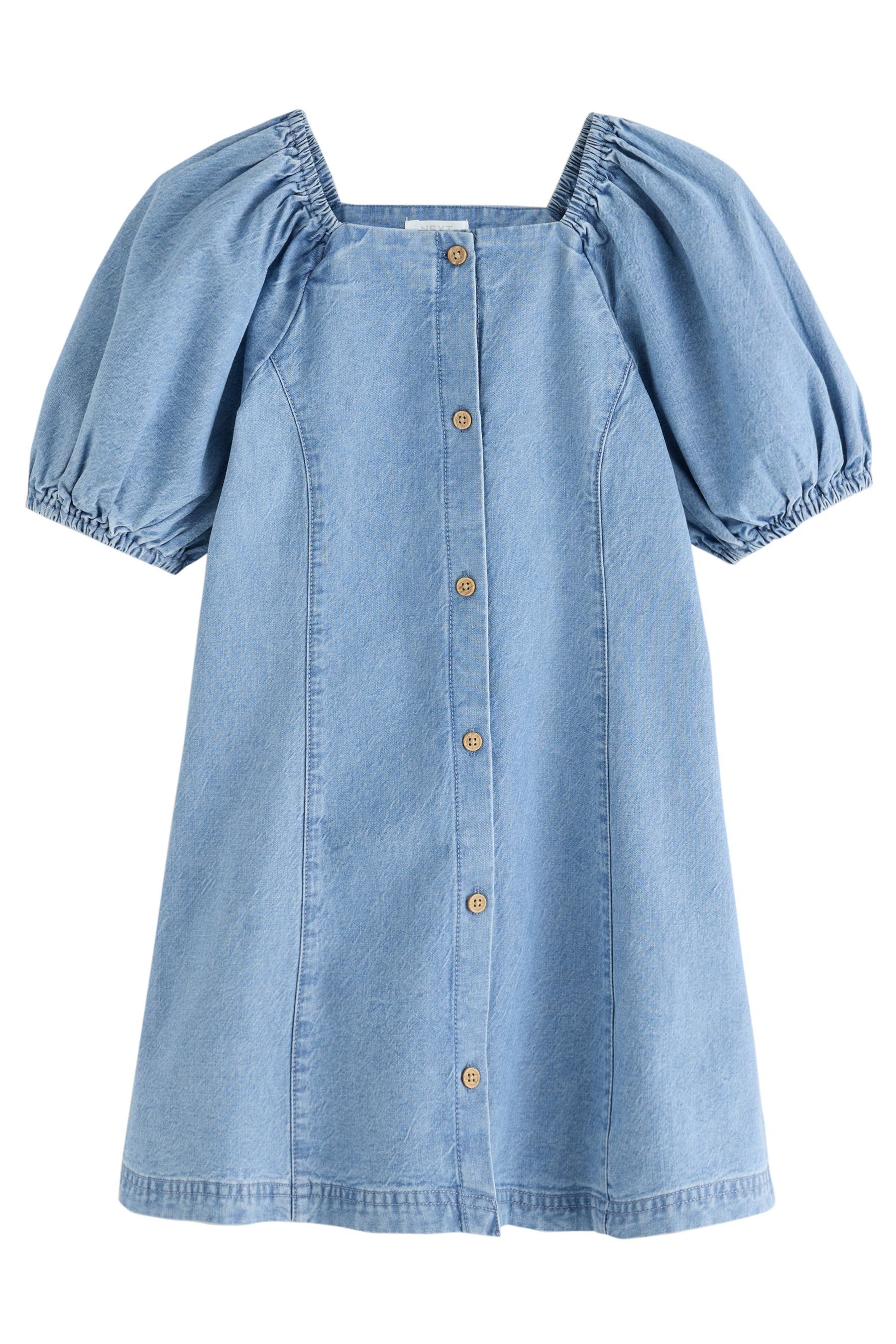 Next Blusenkleid Durchgeknöpftes Kleid mit Puffärmeln (1-tlg)