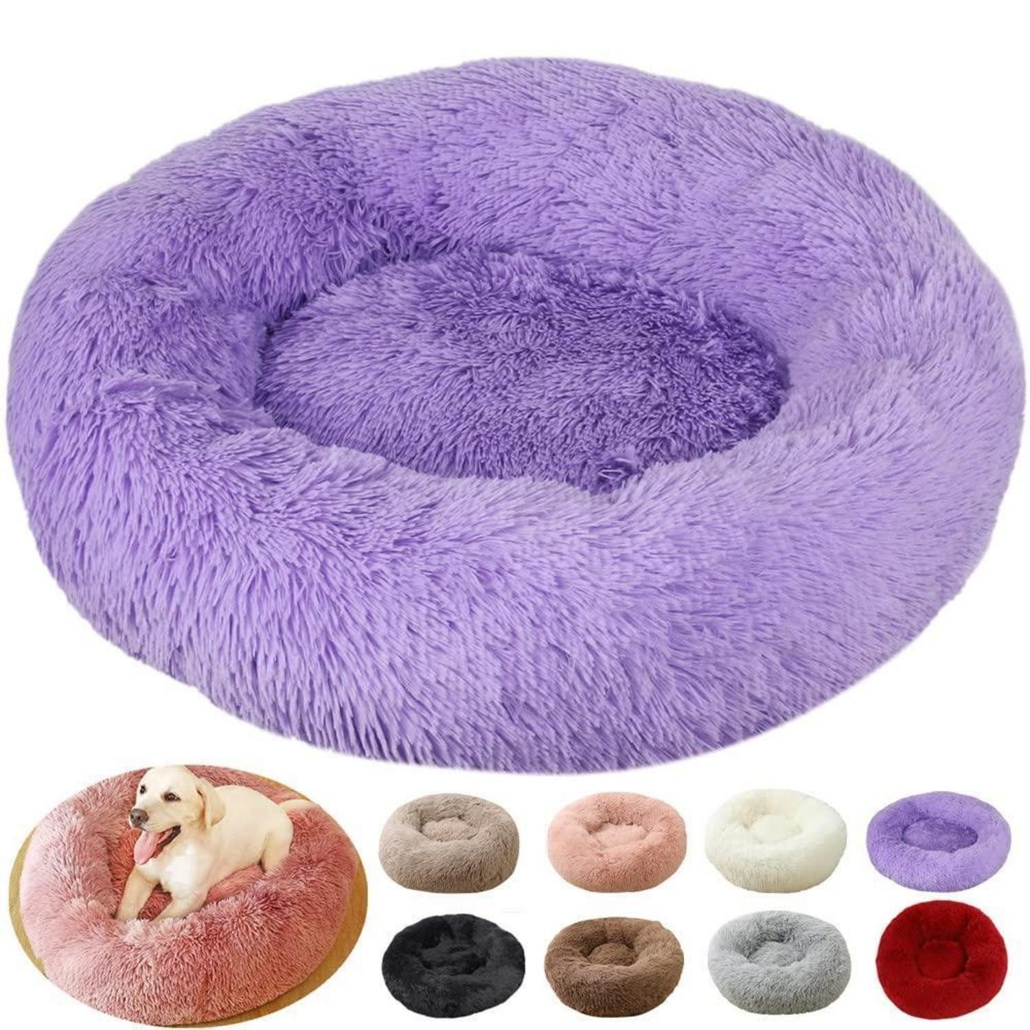 LuxusKollektion Hundebett Hundebett Rund Flauschig Lila 60cm