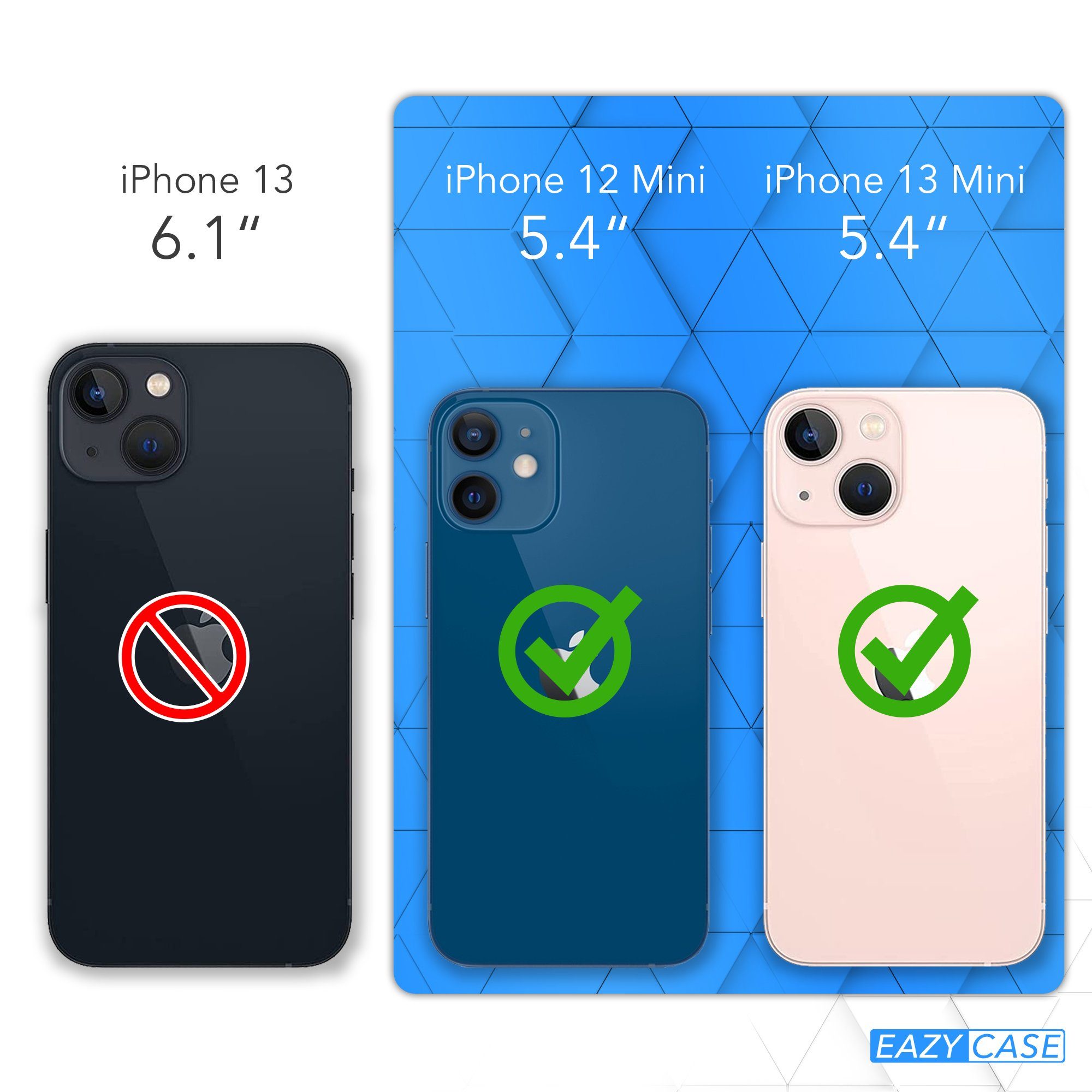 EAZY CASE Handyhülle Bumper Case für Apple iPhone 13 Mini / 12 Mini 5,4 Zoll, Hülle Durchsichtig kratzfest Back Cover mit Displayschutz Schwarz