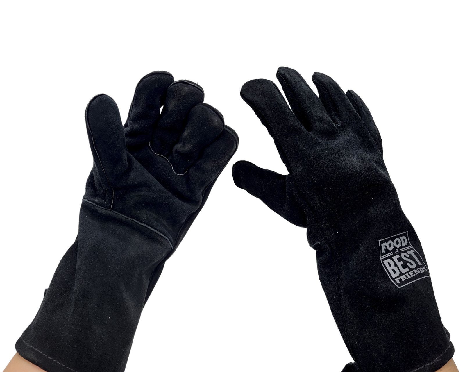 Jungfleisch Grillhandschuhe FOOD & BEST FRIENDS Premium Grillhandschuh Ofenschutzhandschuh Schwarz