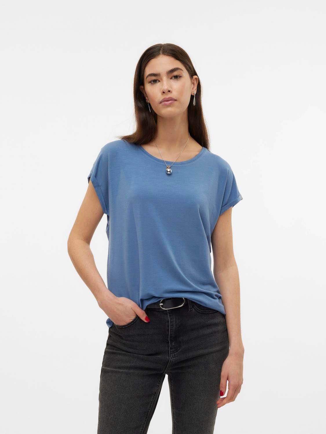 Vero Moda T-Shirt VMAVA PLAIN SS TOP JRS NOOS Materialmix, regular fit