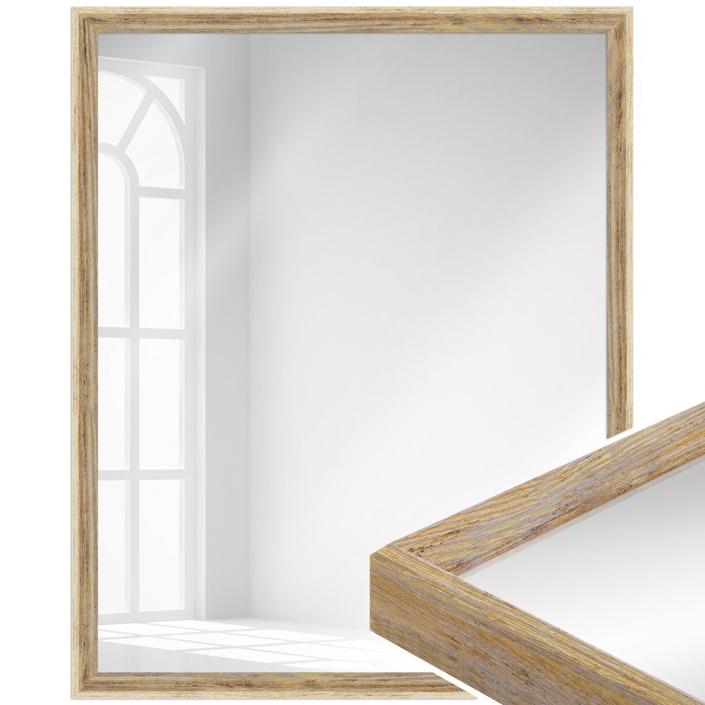 WANDStyle Wandspiegel H790, Natur-Optik, aus Massivholz im Vintage Stil